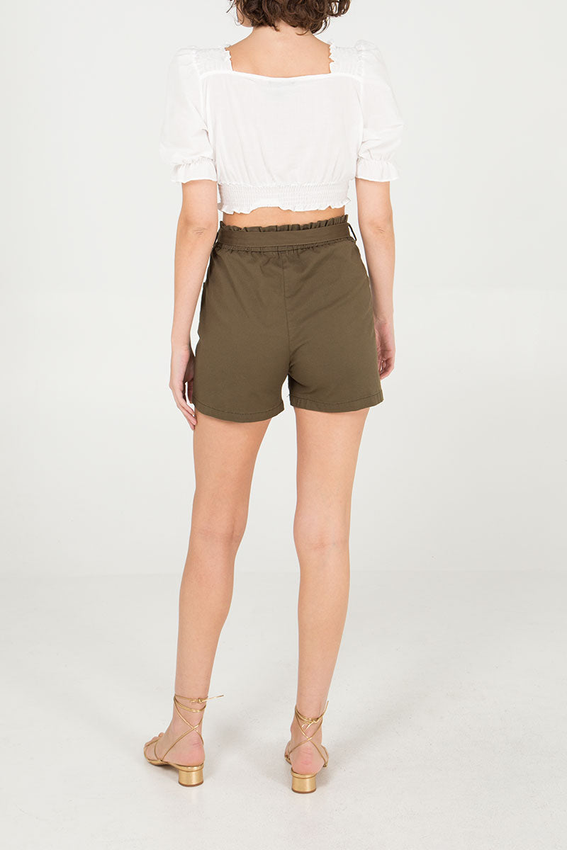 Stretch Paper Bag Shorts