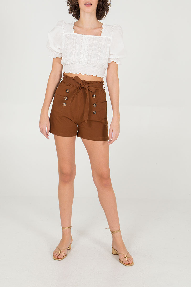 Beige paper bag on sale shorts