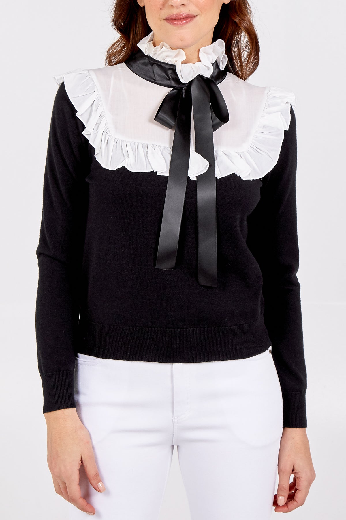 Frill Neck Tie Fastening Detail Top