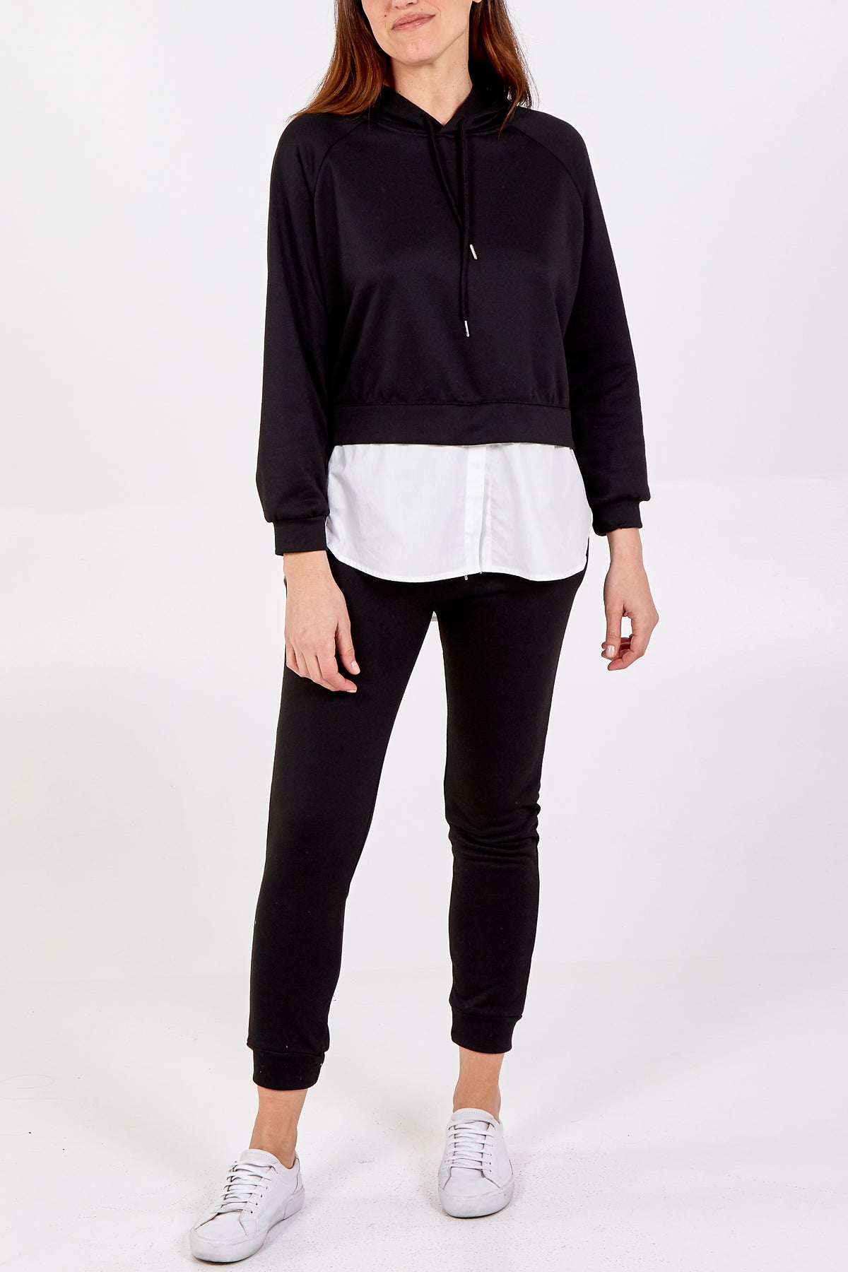 Pullover Hoodie With Undershirt And Cuffed Jogger