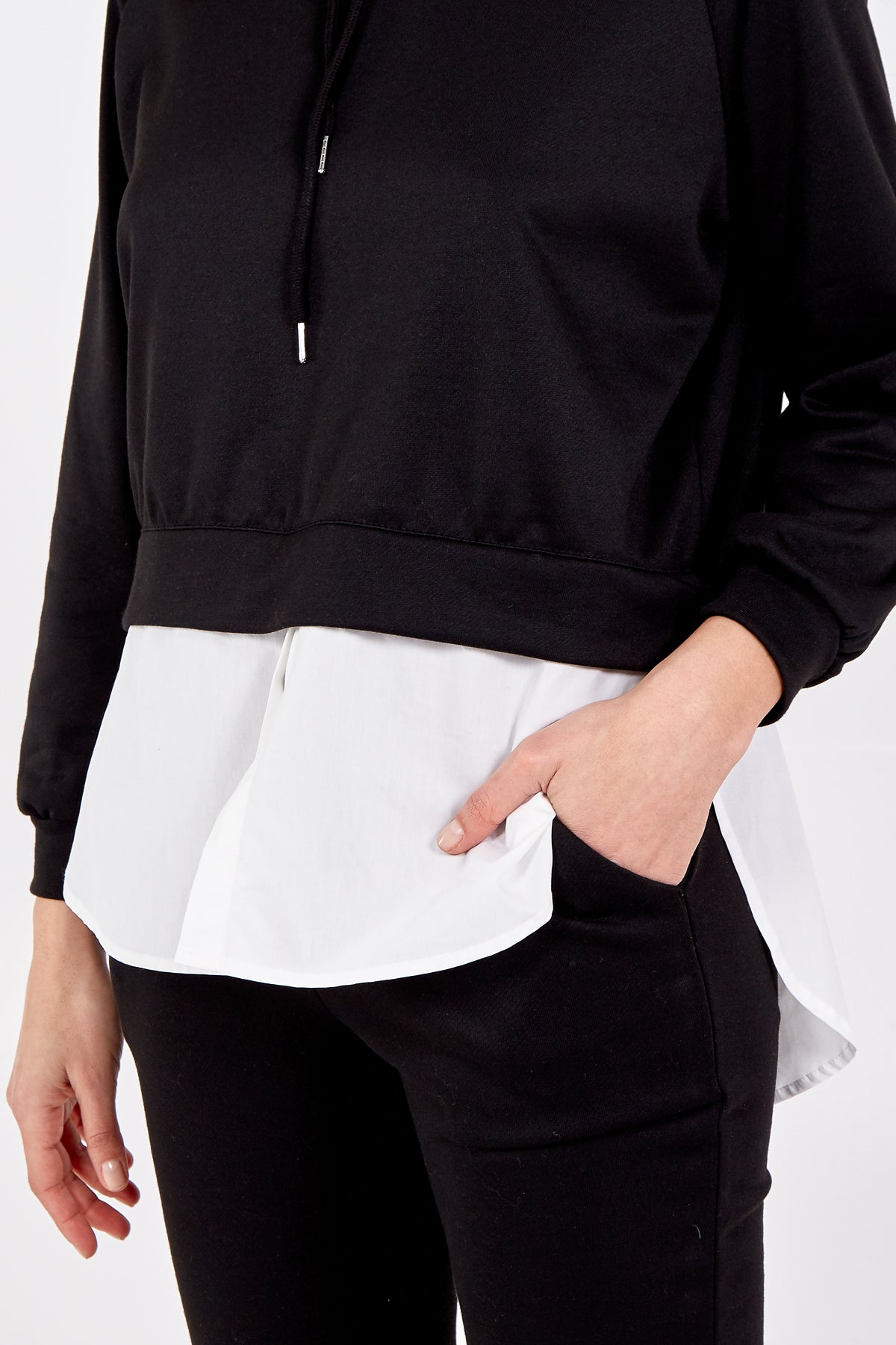 Pullover Hoodie With Undershirt And Cuffed Jogger
