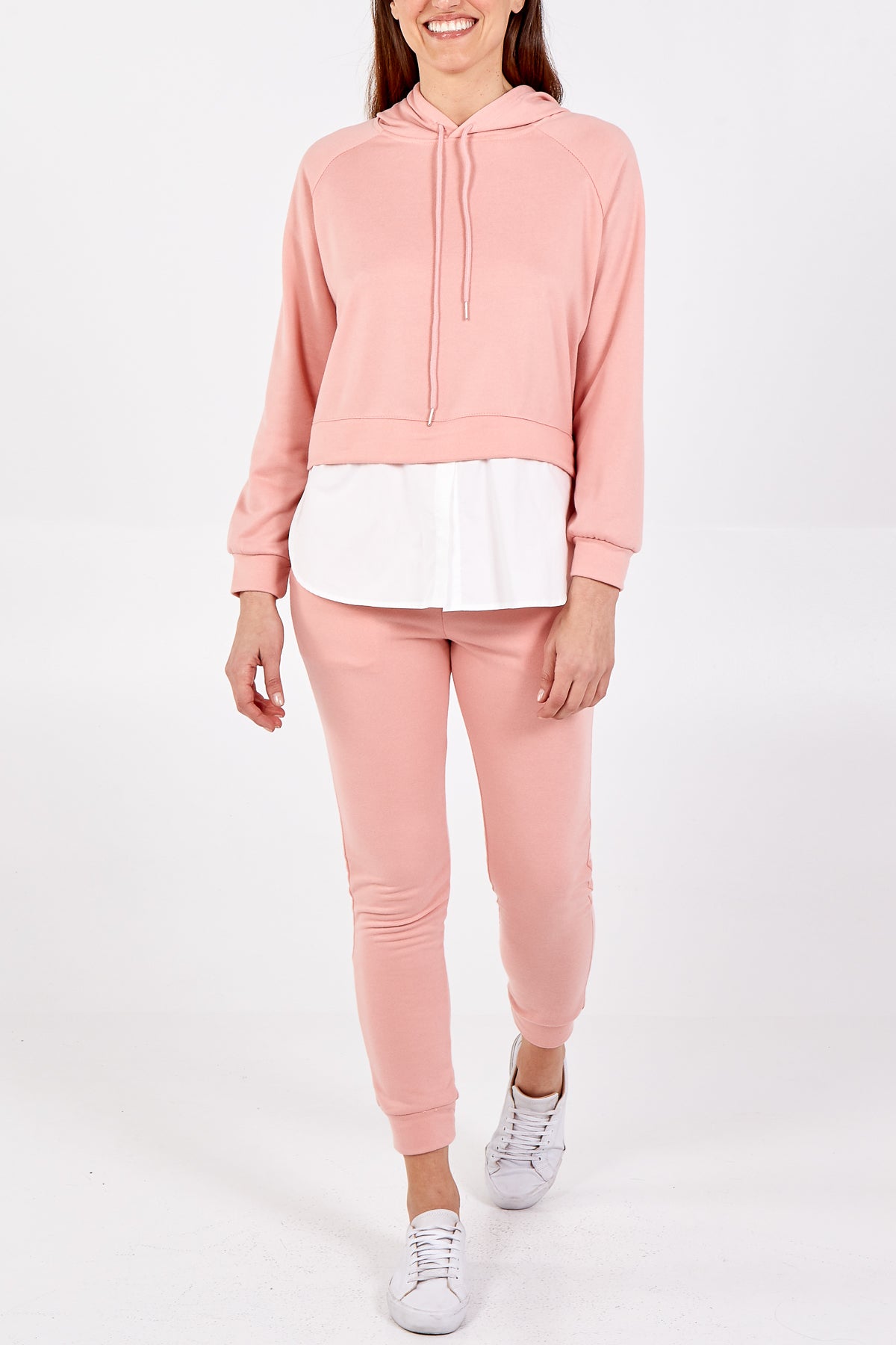 Pullover Hoodie With Undershirt And Cuffed Jogger