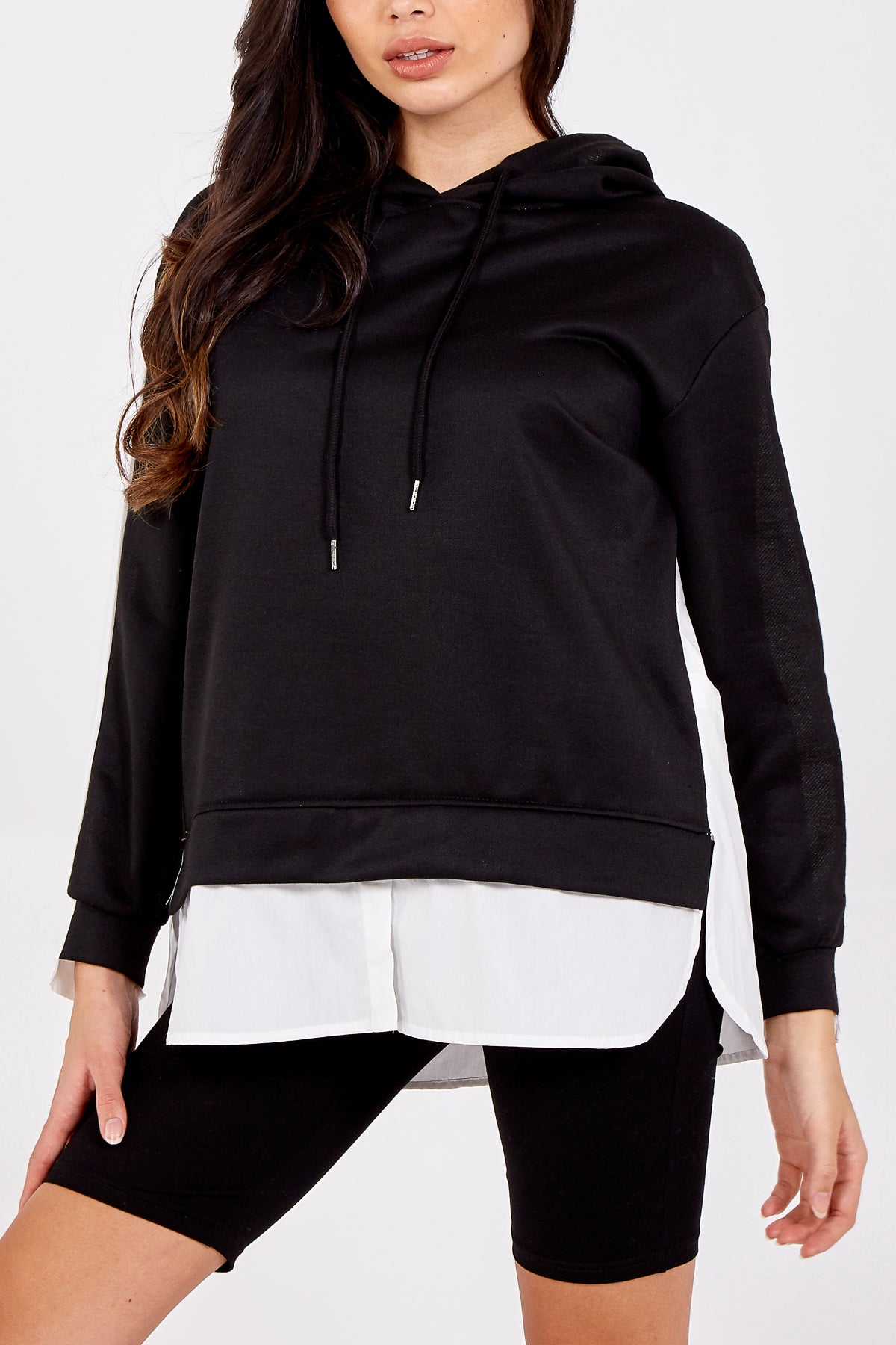 Pullover Sweatshirt Hoodie w/ White Undershirt