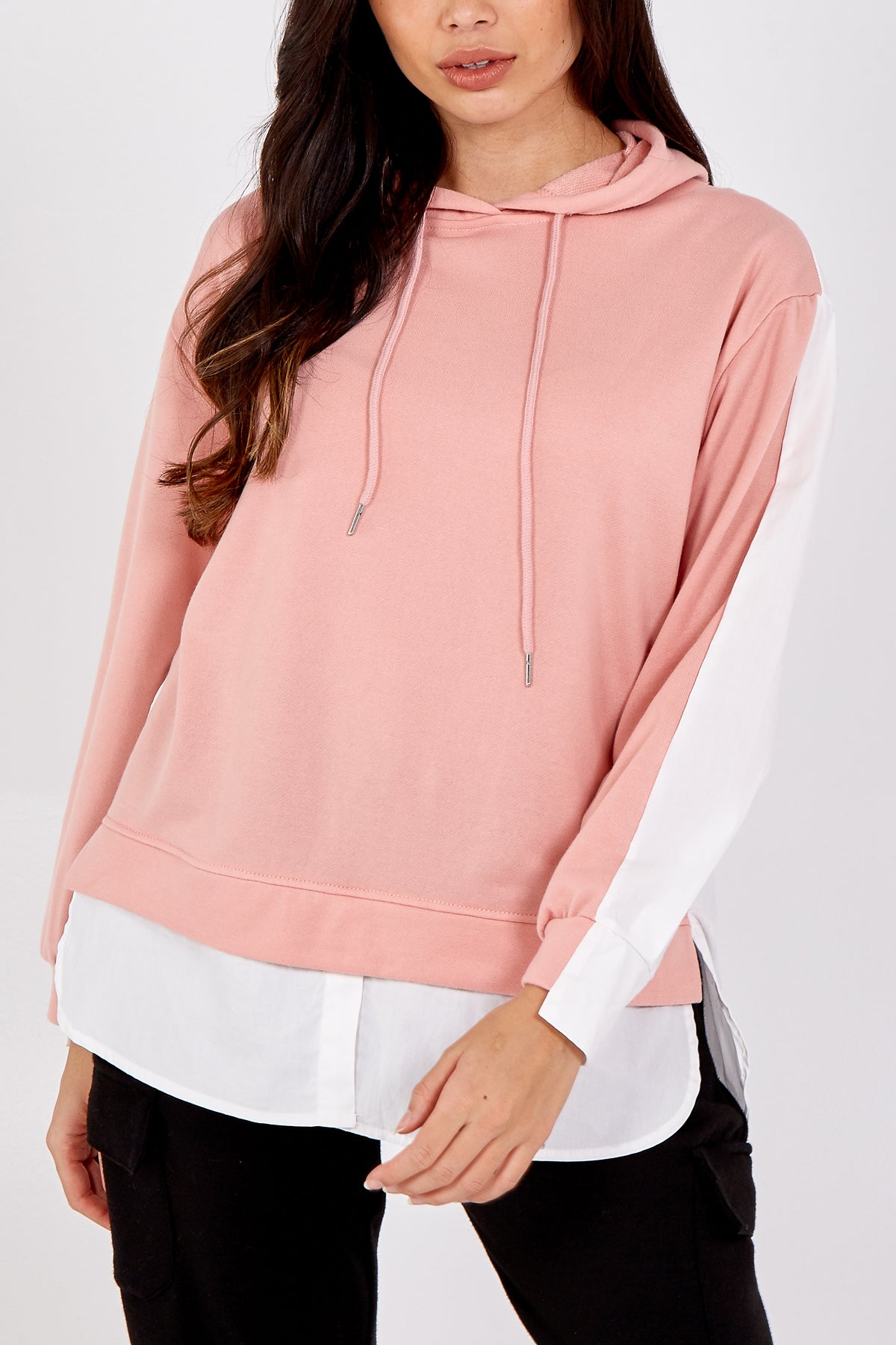 Pullover Sweatshirt Hoodie w/ White Undershirt