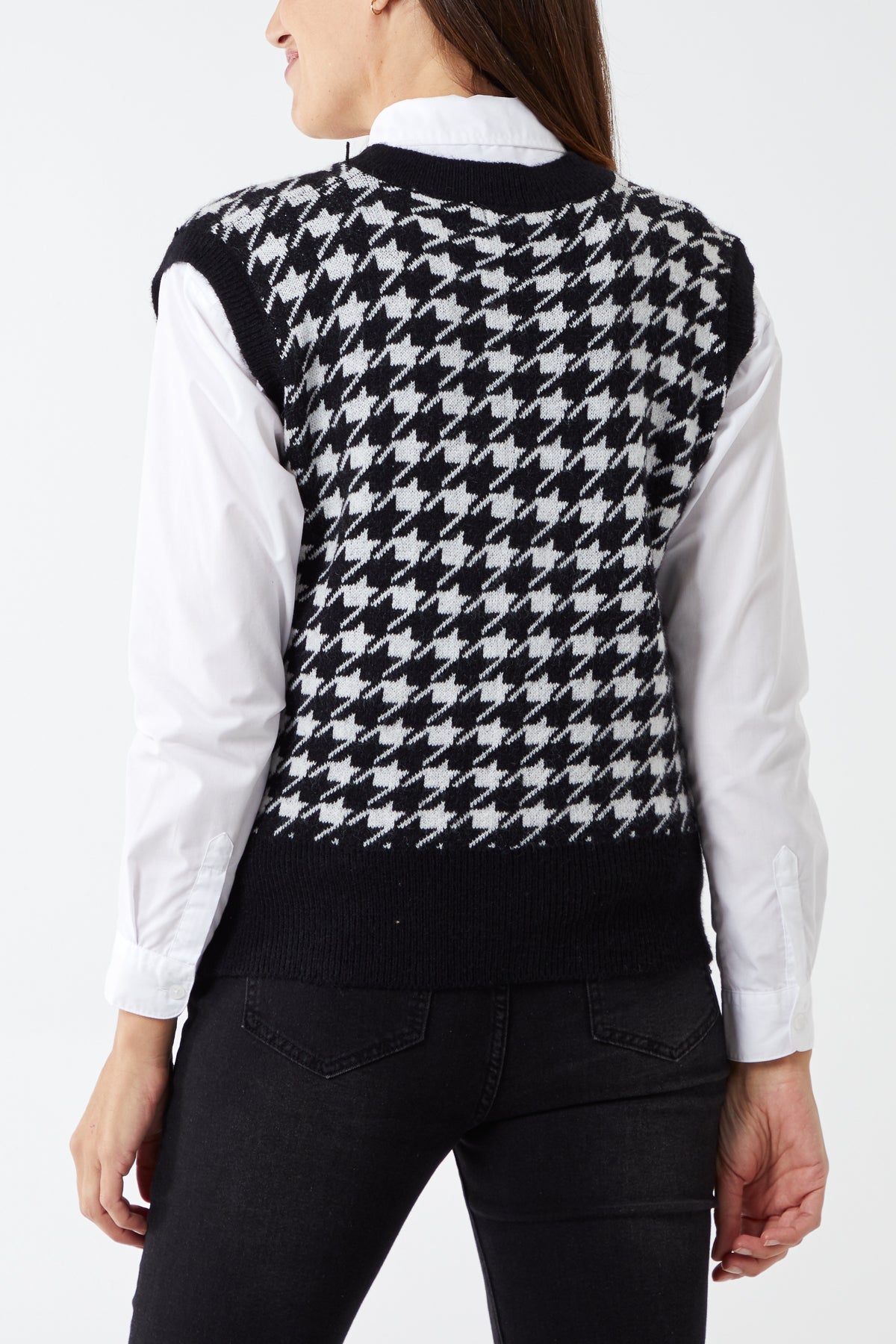 Houndstooth V-Neck Vest