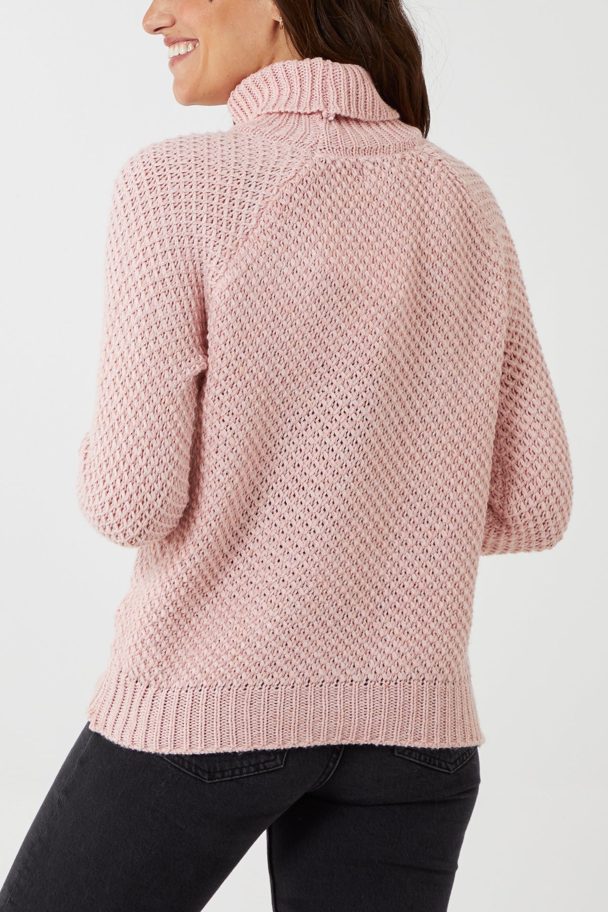 Basket Weave Roll Neck Jumper