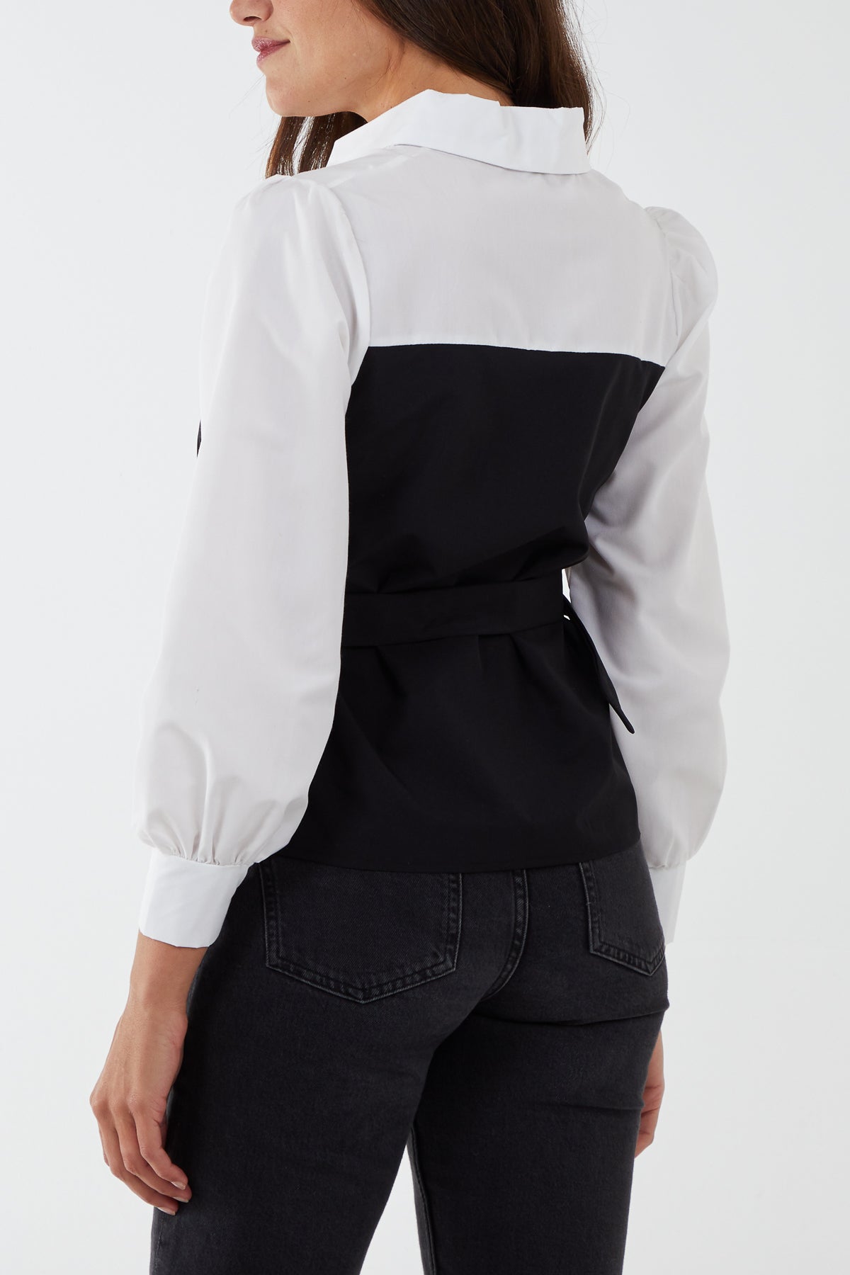 Double Breast Belted Top With Undershirt