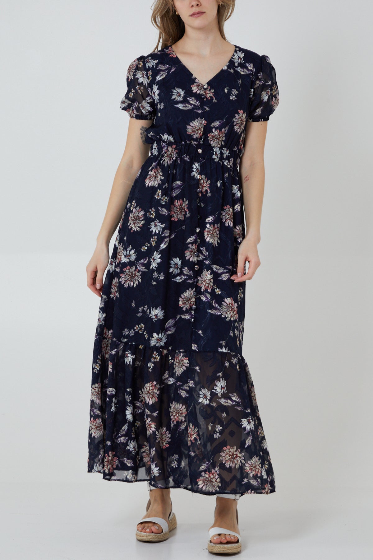 Floral Print Tiered Maxi Dress