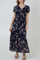 Floral Print Tiered Maxi Dress