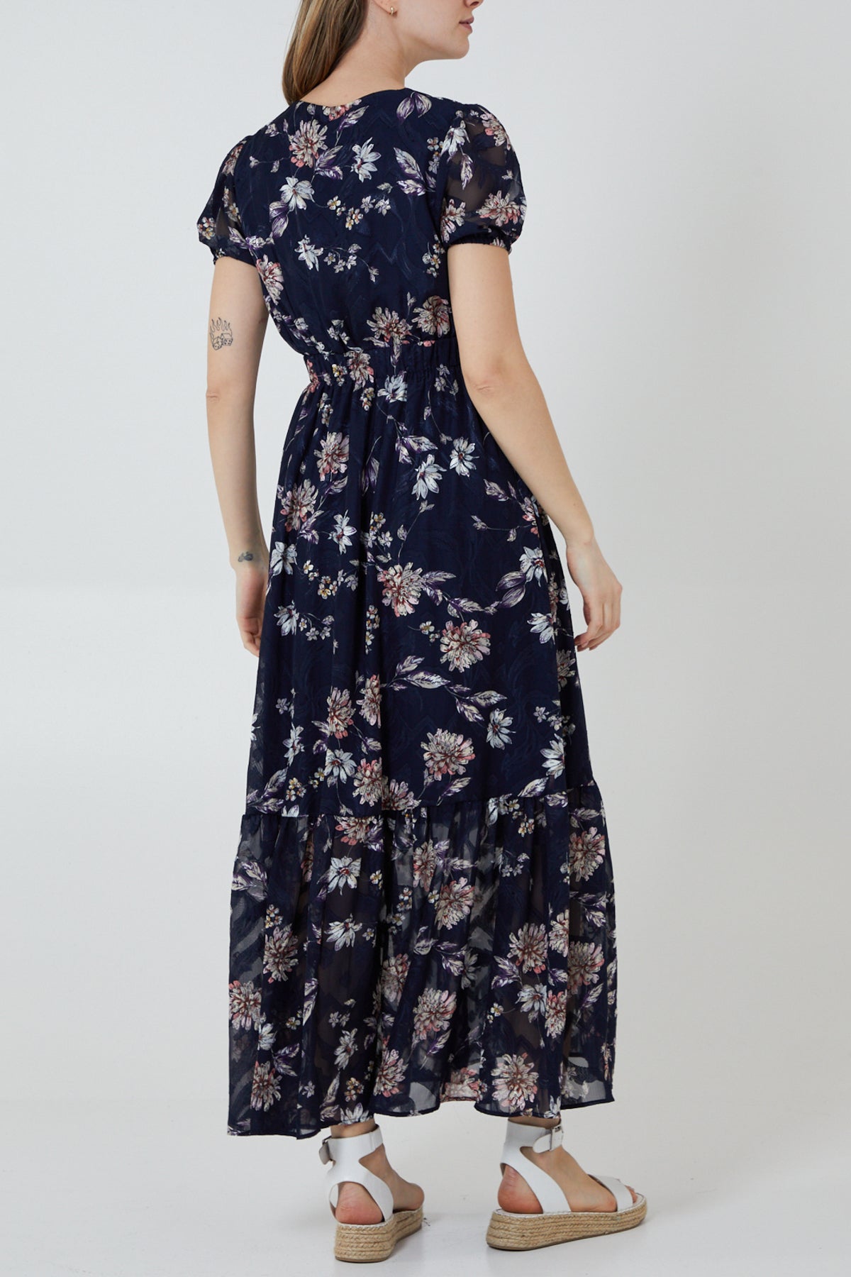 Floral Print Tiered Maxi Dress