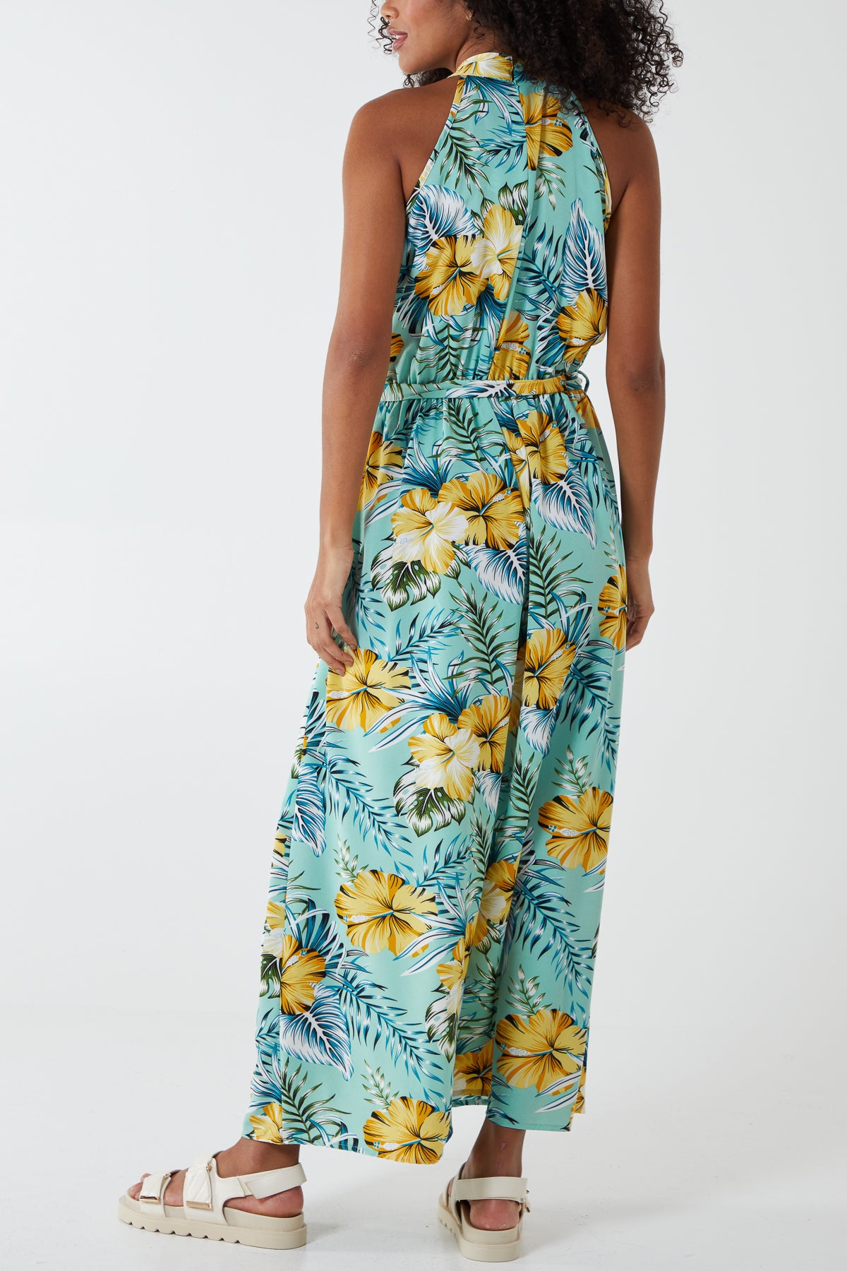 Floral Cut Away Sleeve Maxi Dress