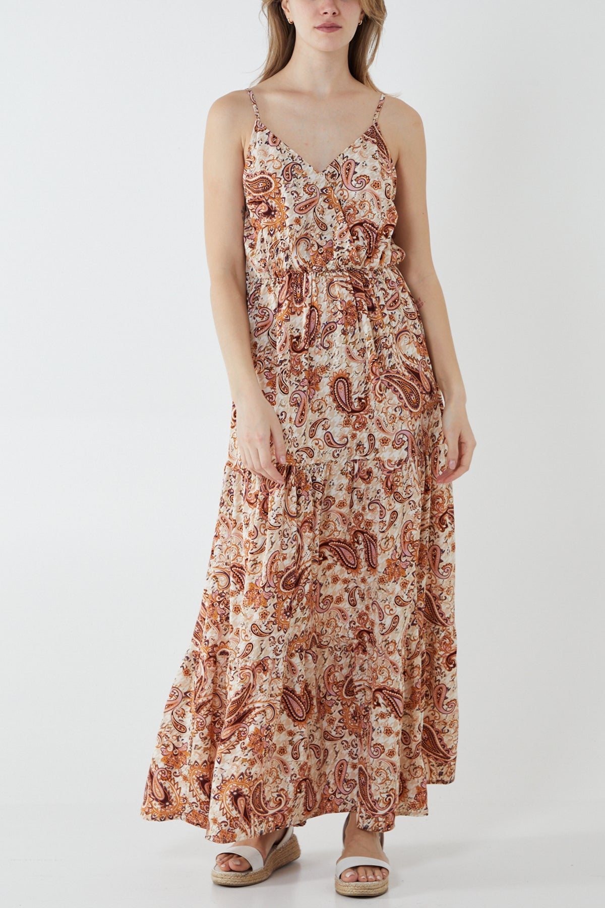 Paisley Print Wrap Front Maxi Dress