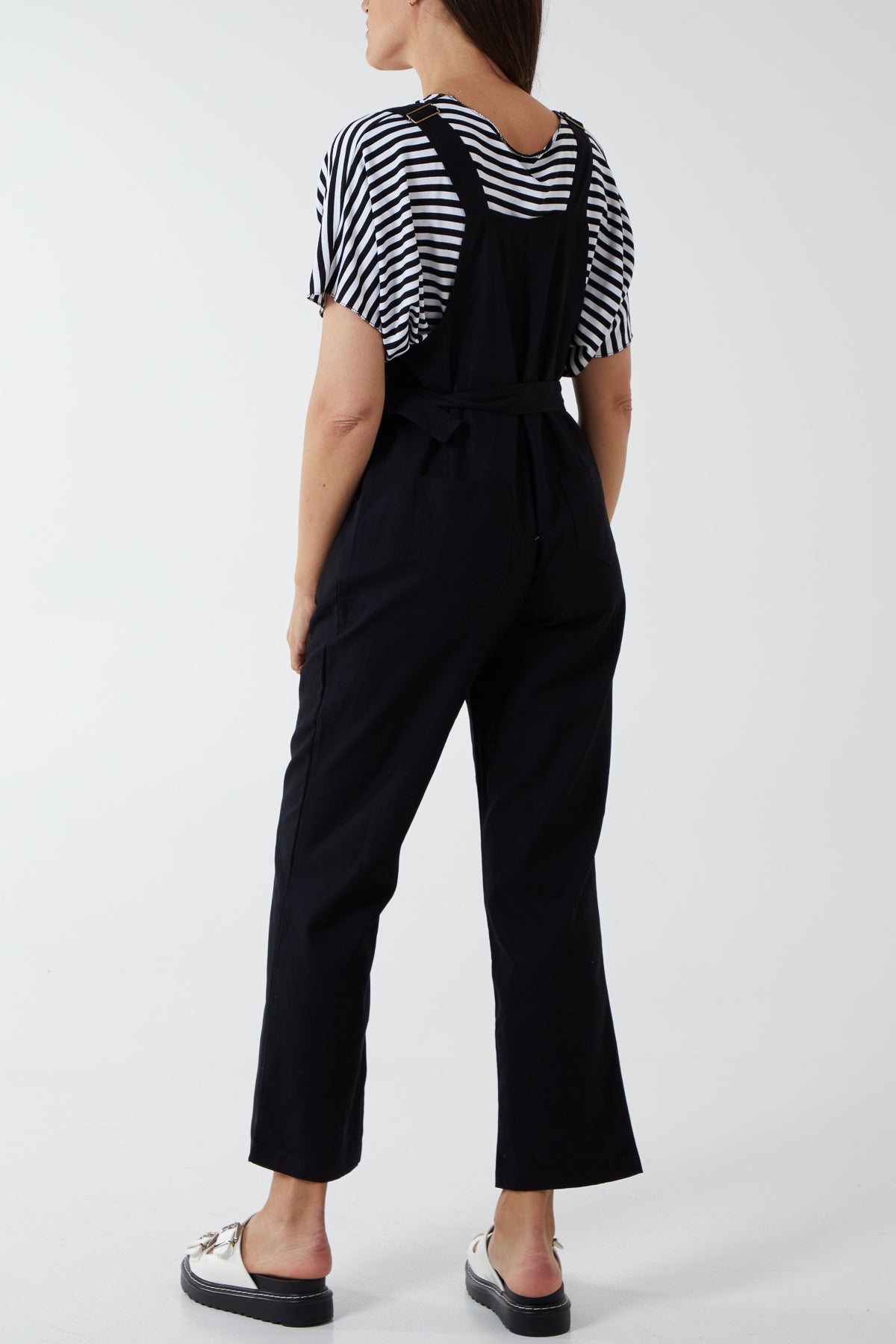 Button Front Two Pocket Belted Dungarees