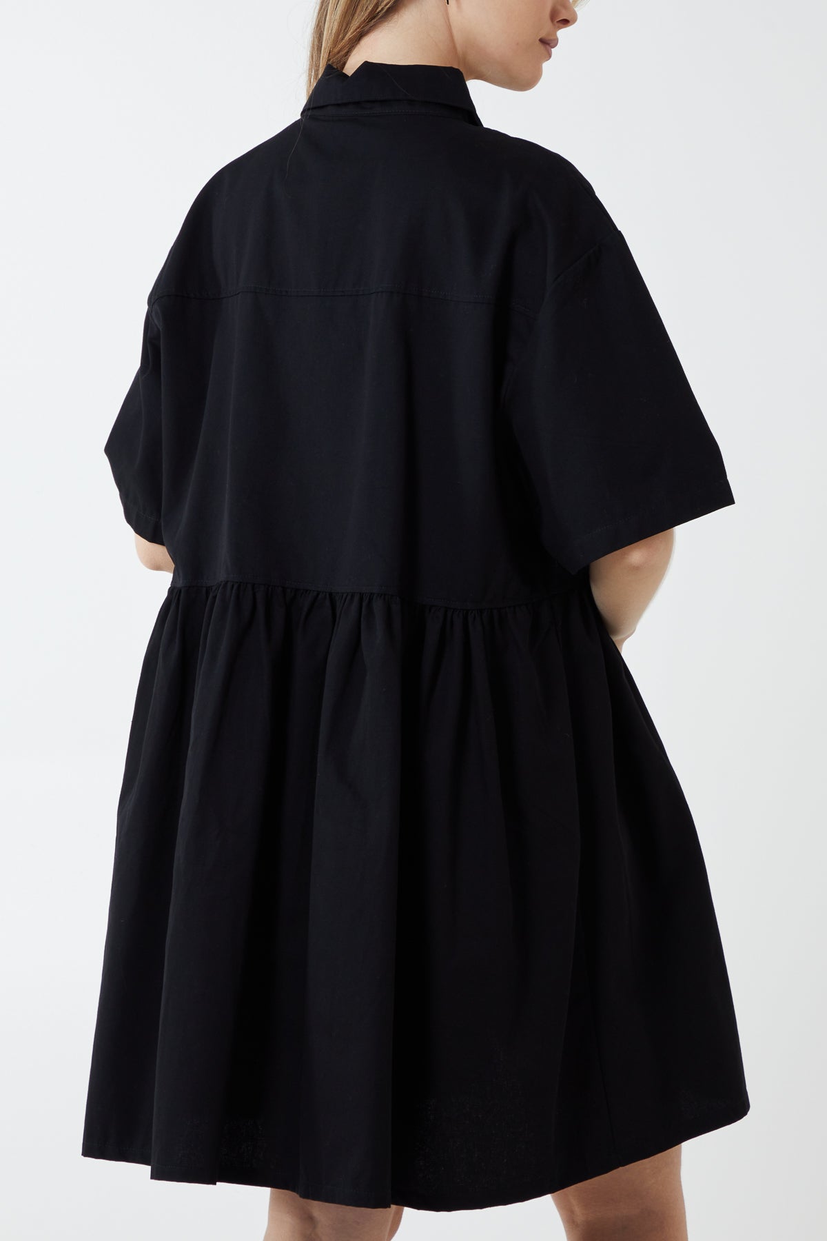 Short Sleeve Smock Shirt Dress
