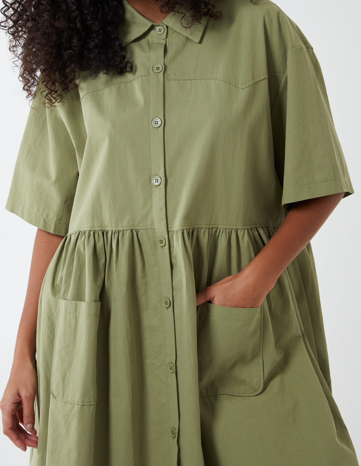 Short Sleeve Smock Shirt Dress