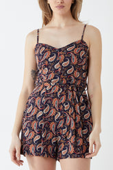 Strappy Paisley Print Playsuit