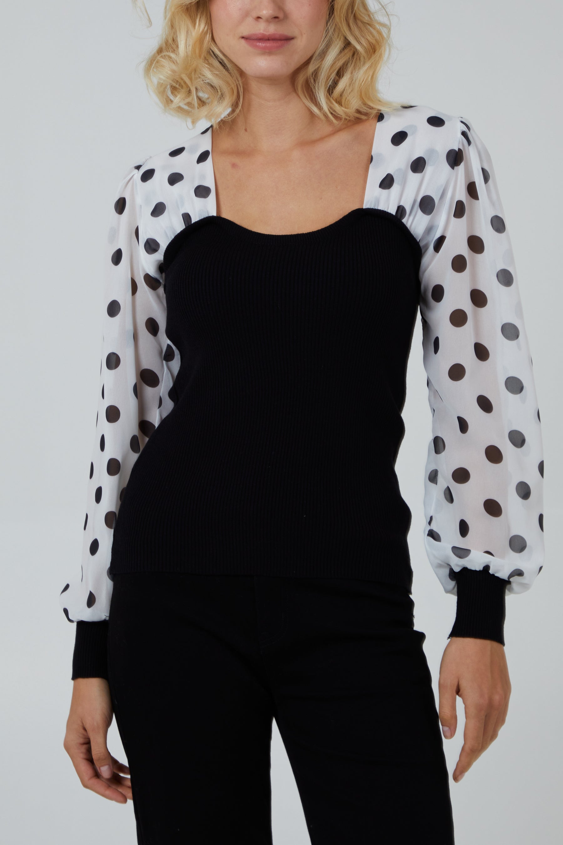 Sheer Polkadot Bodice Top