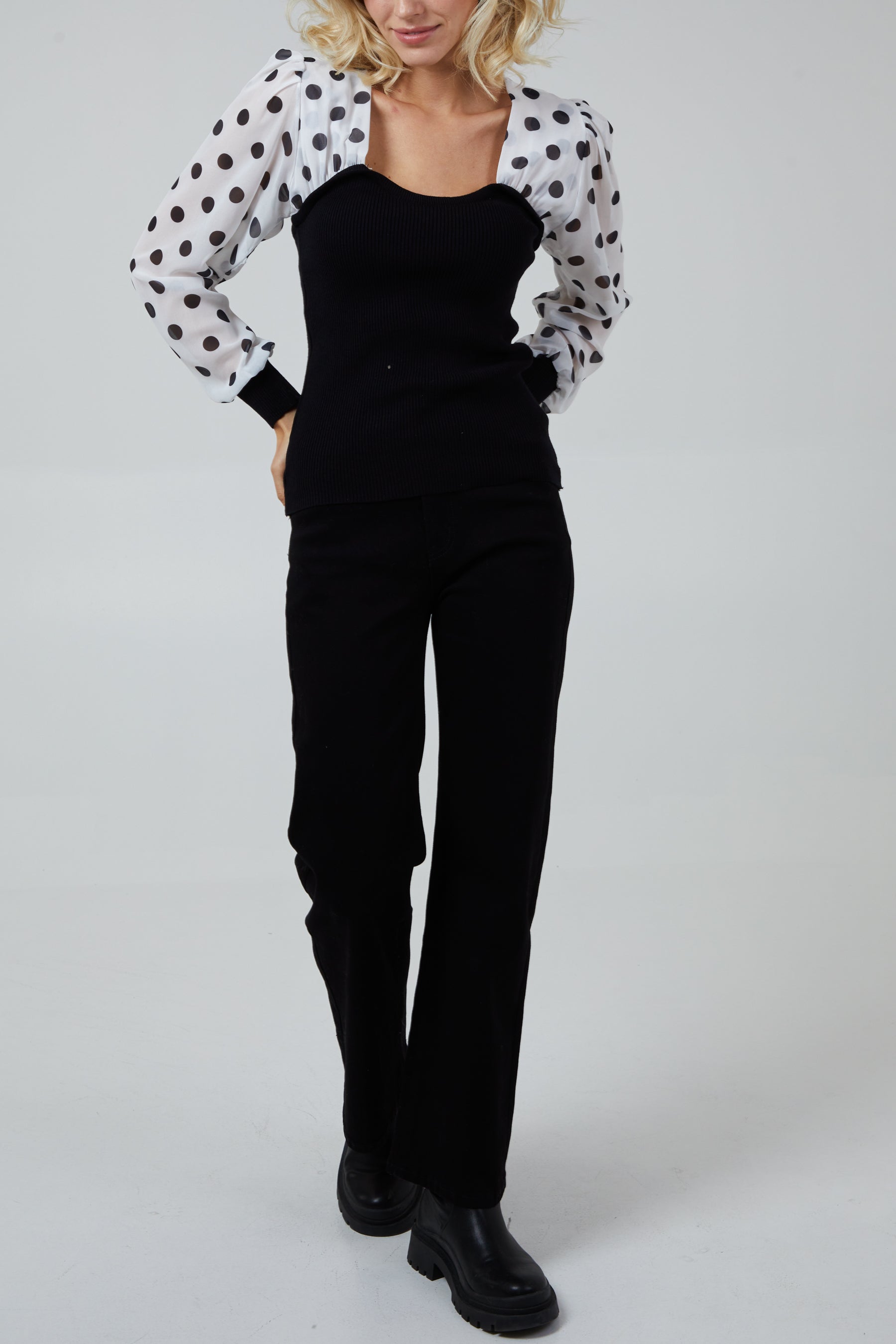 Sheer Polkadot Bodice Top