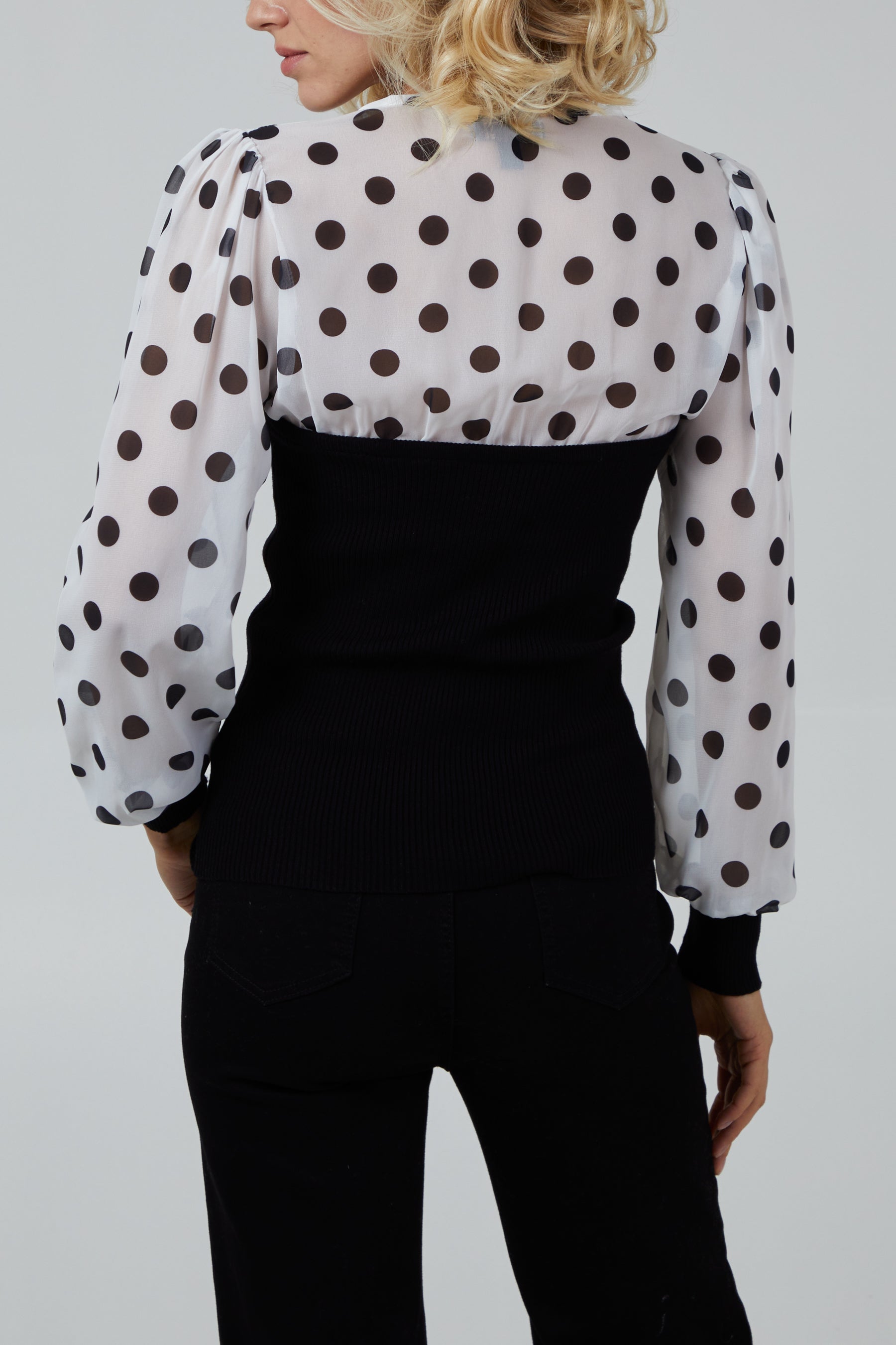 Sheer Polkadot Bodice Top