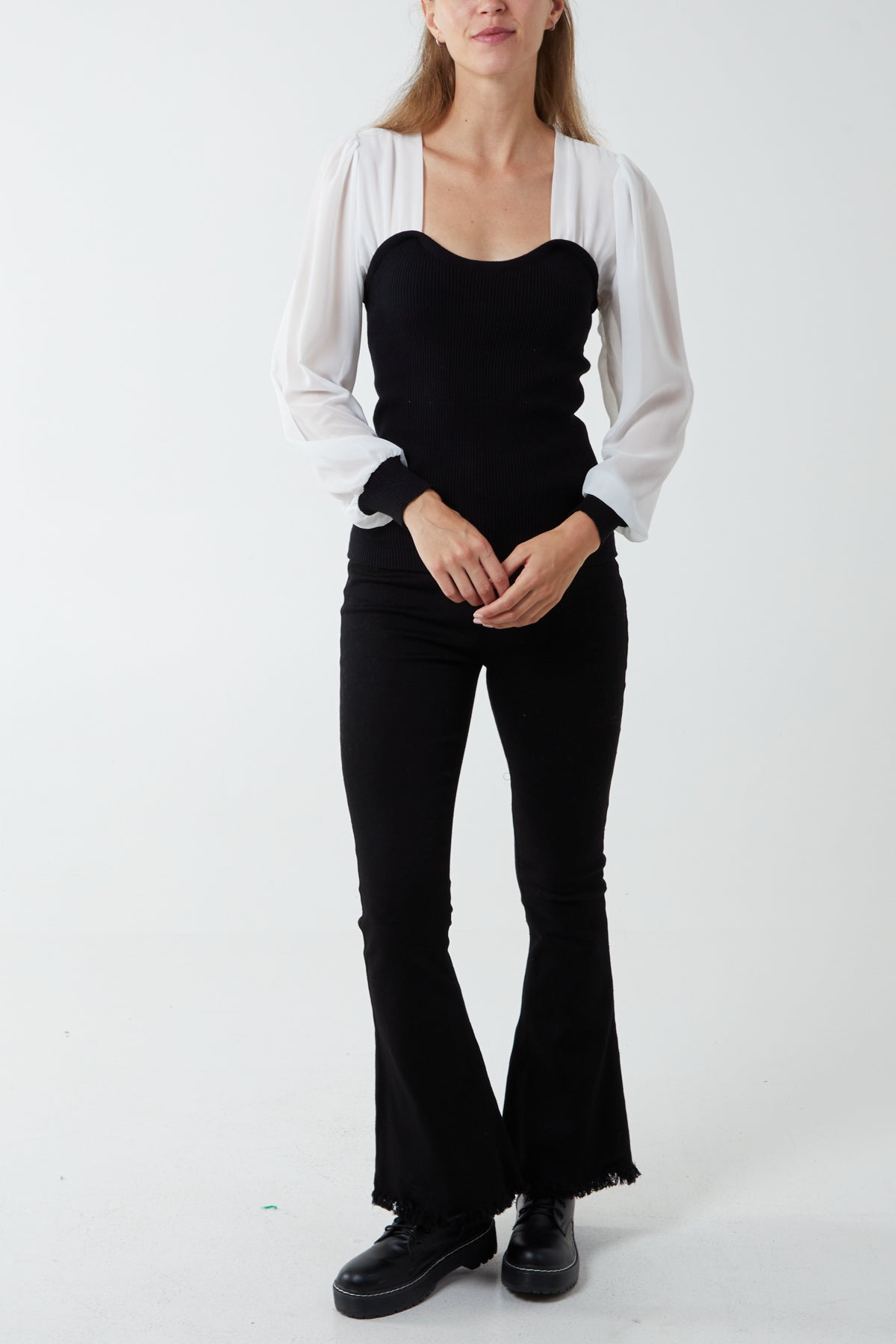 Sweetheart Neck Bodice Sheer Top