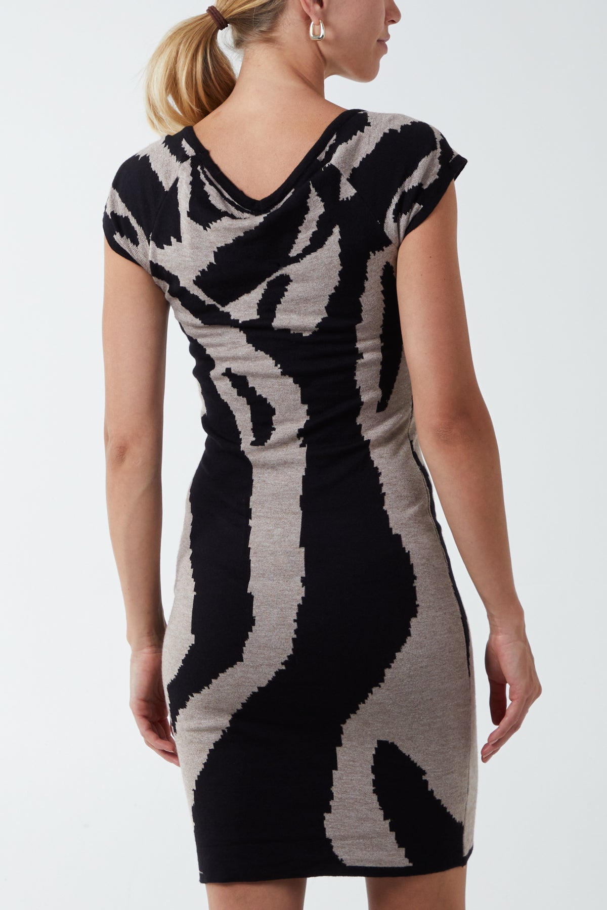 Sweetheart Neck Animal Knitted Mini Dress