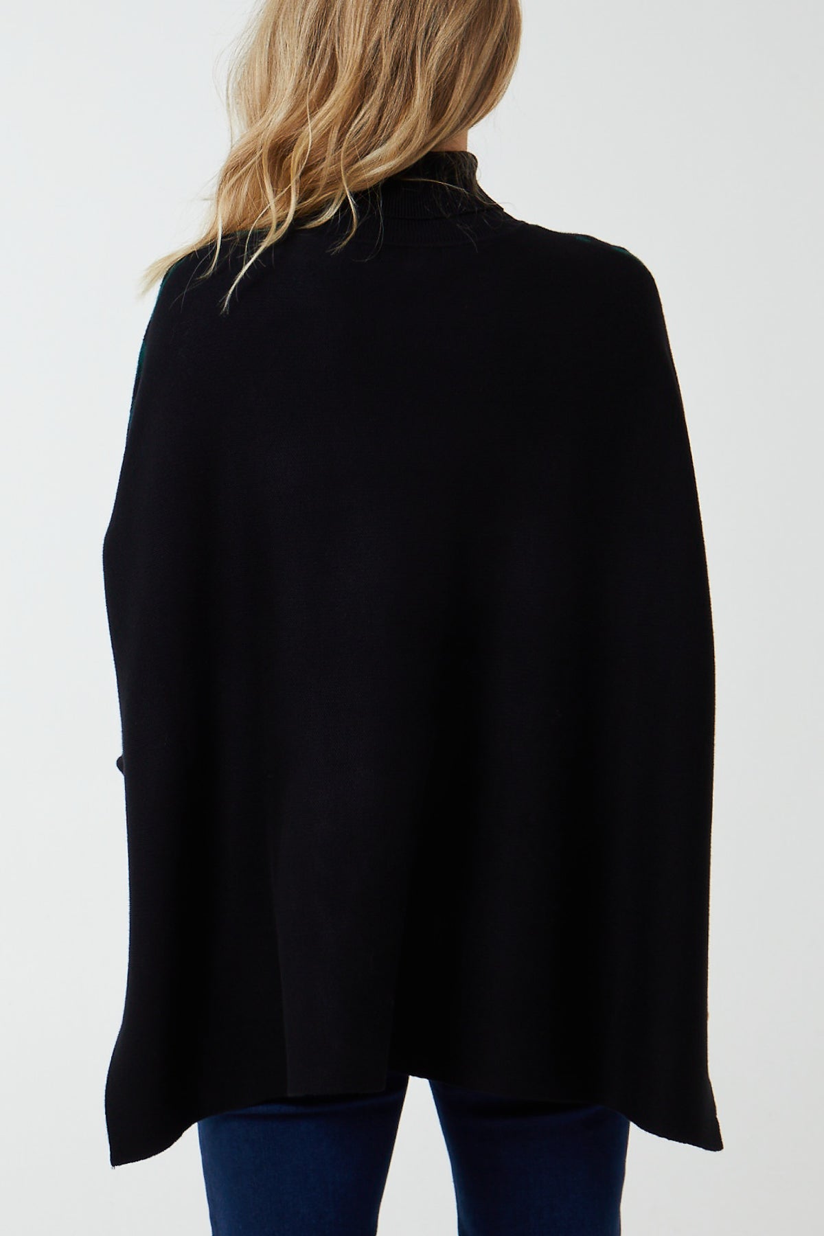 Floral High Neck Poncho Jumper