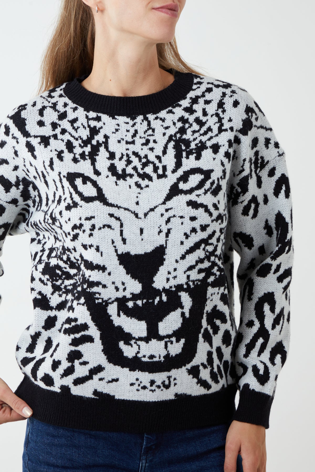 Snow leopard hot sale print sweater