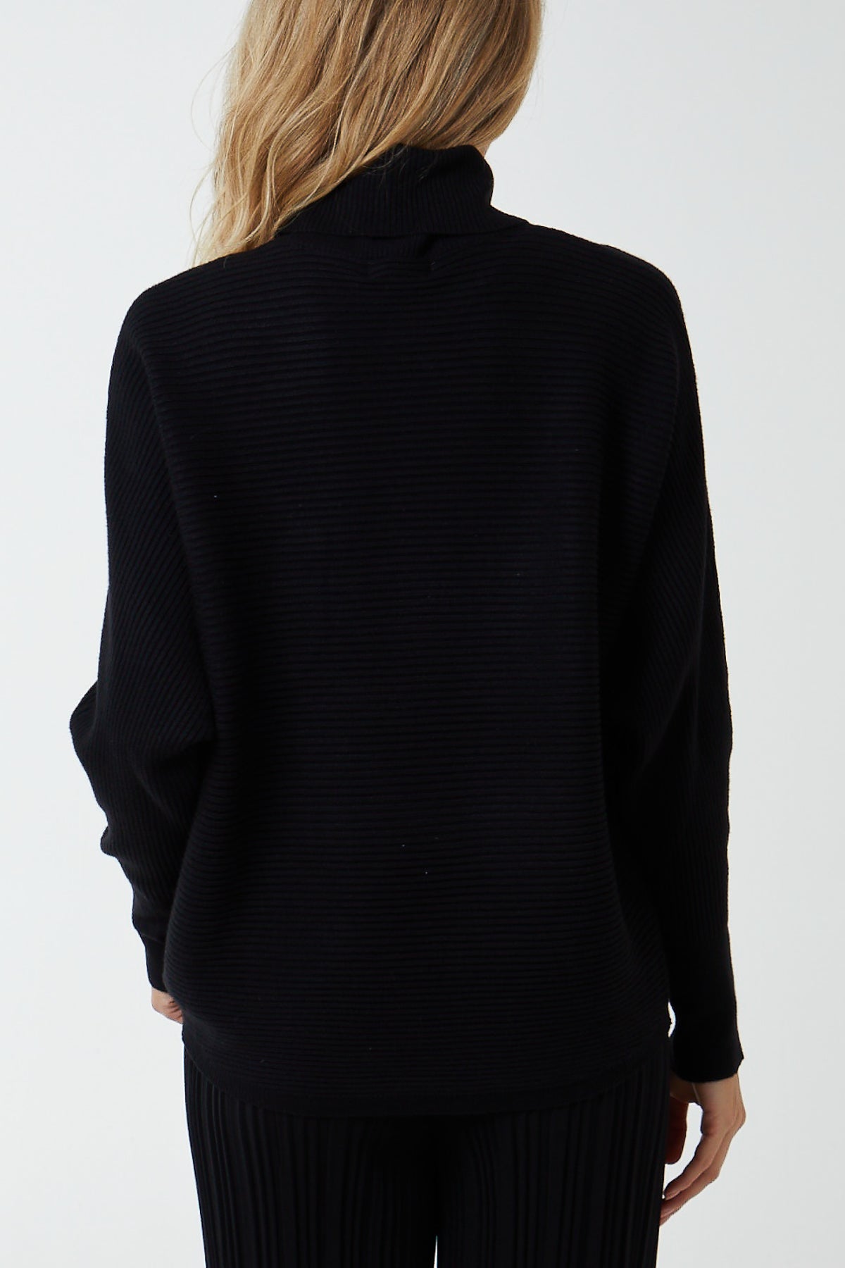 Roll Neck Ribbed Batwing Jumper