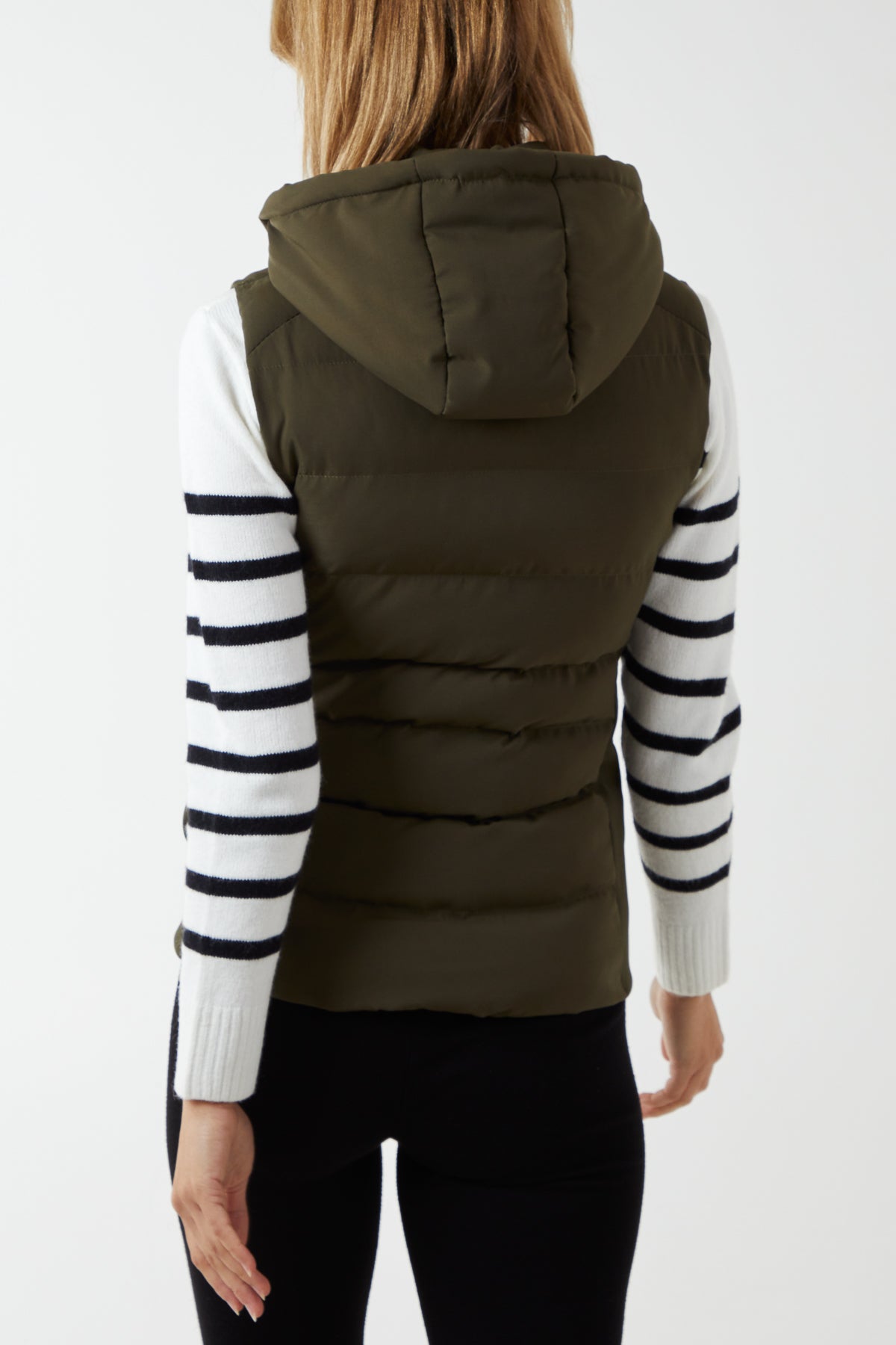Padded Short Gilet With Pockets & Hood