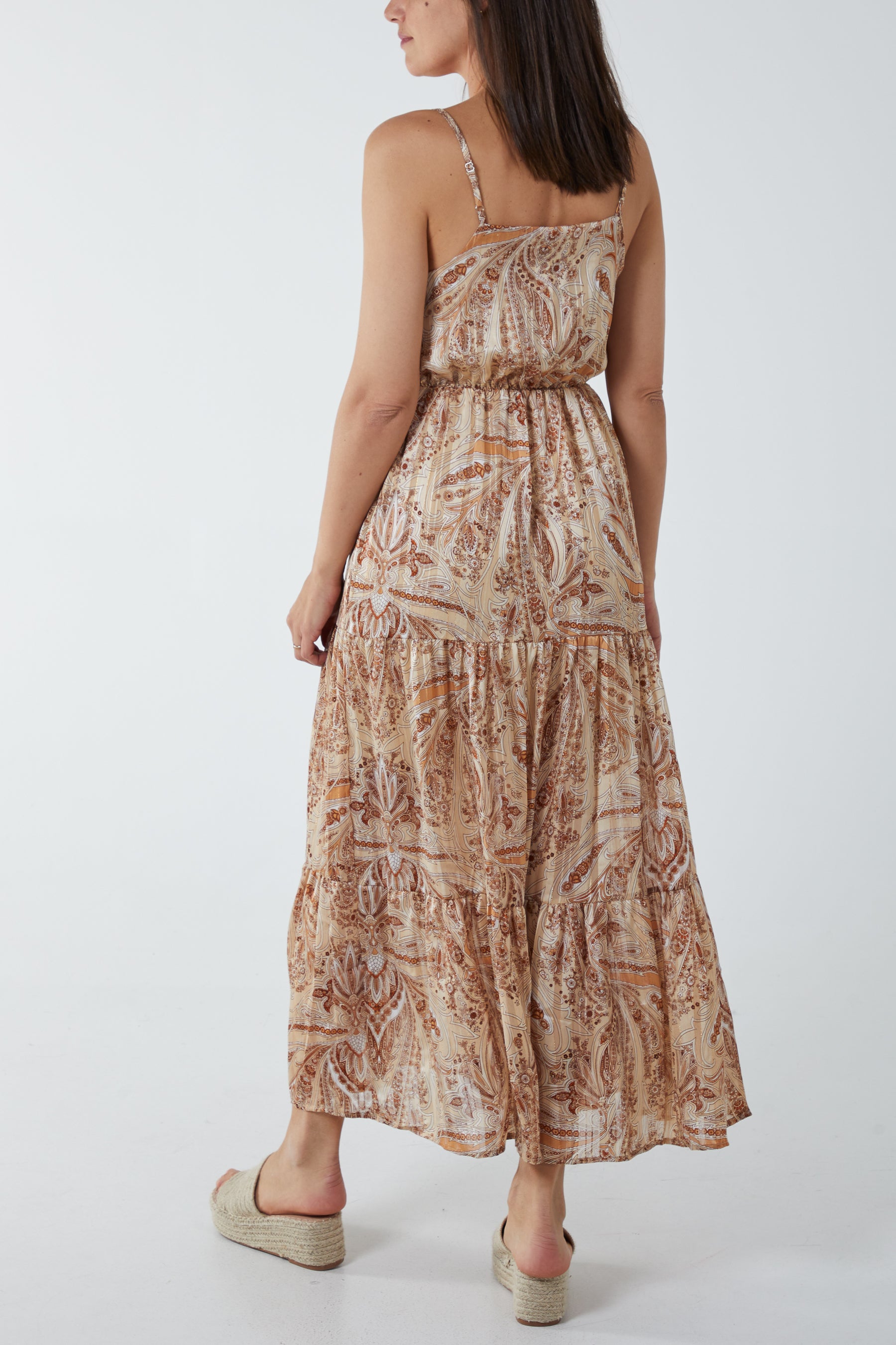 Paisley Gold Sparkle Wrap Maxi Dress