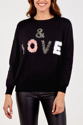 Embellished & Fluffy 'Love' Jumper
