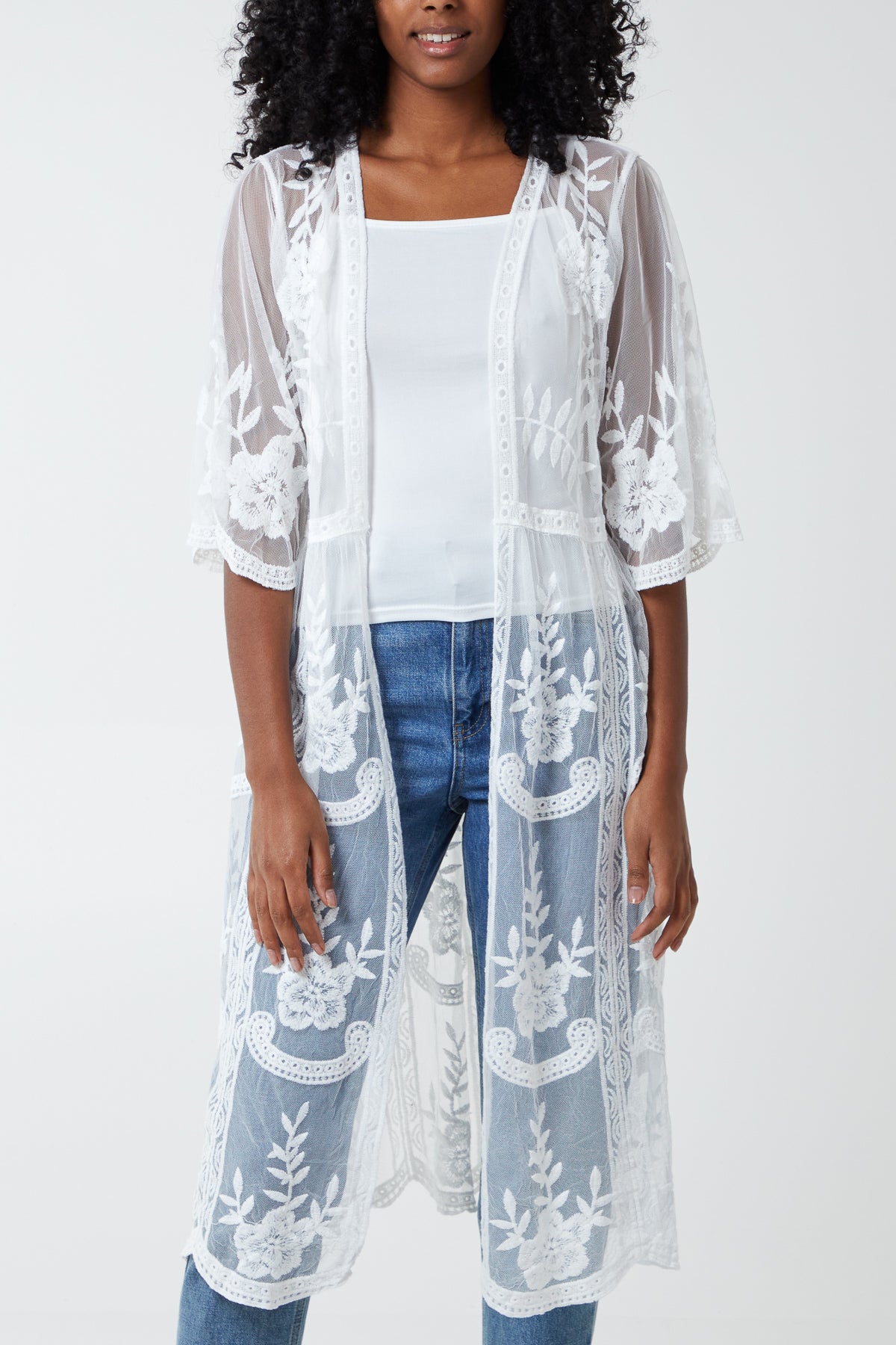 Ivory lace hot sale kimono cardigan