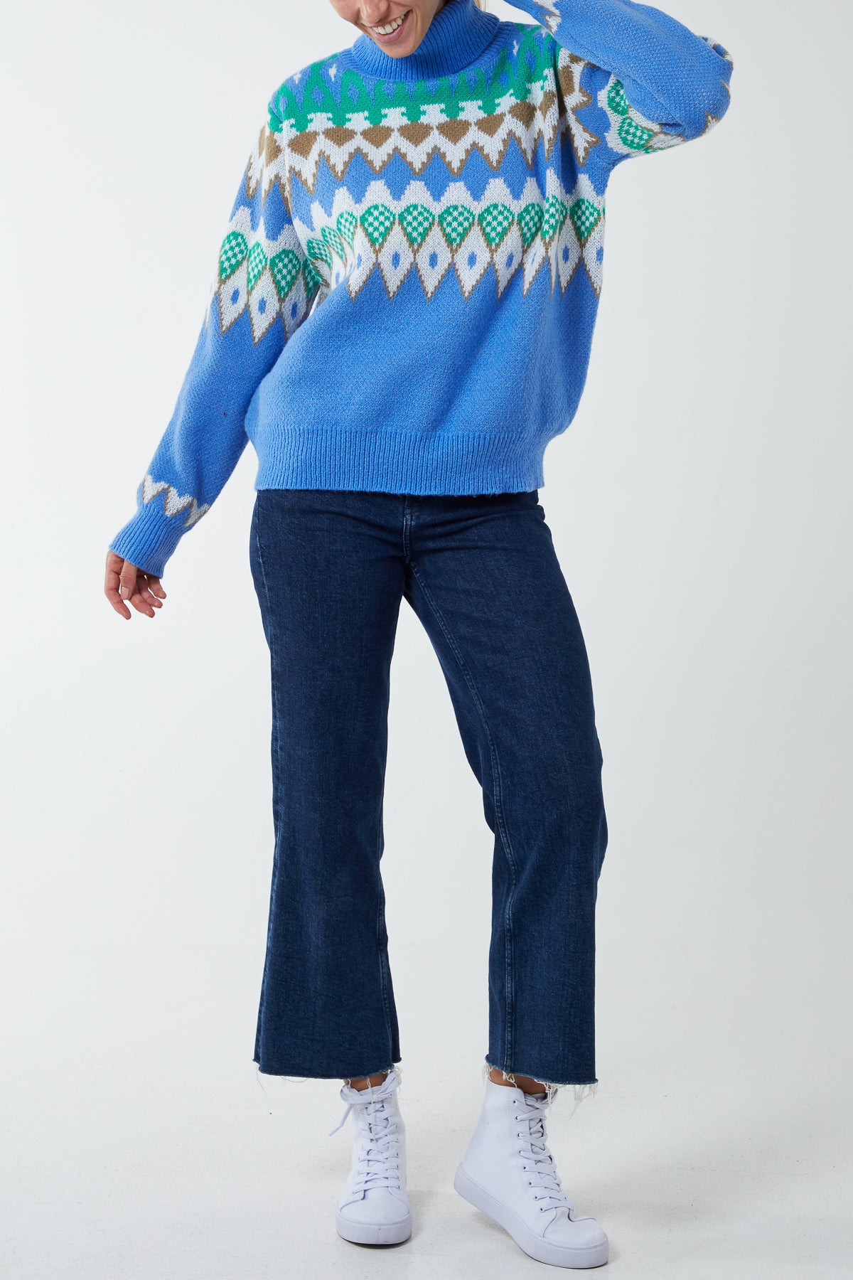 Multi Aztec Roll Neck Jumper