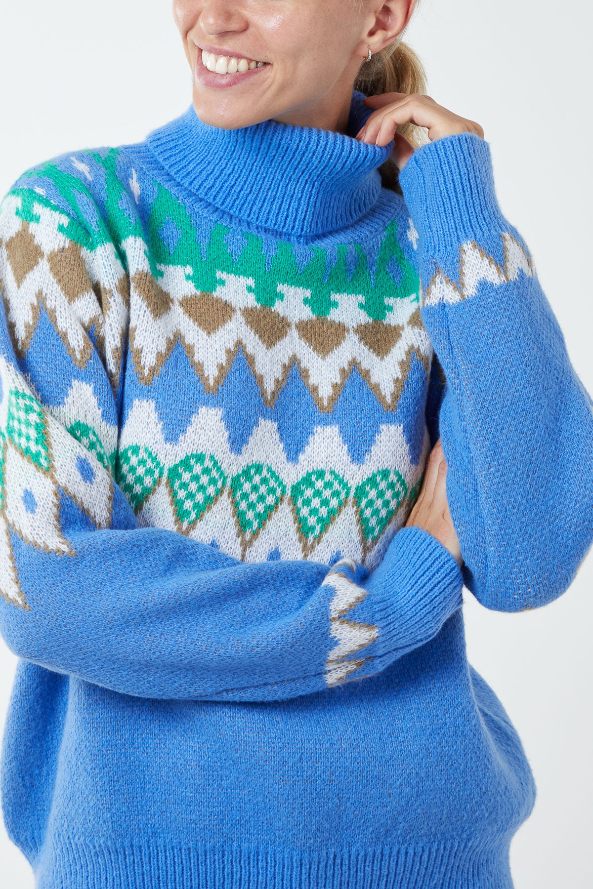 Multi Aztec Roll Neck Jumper