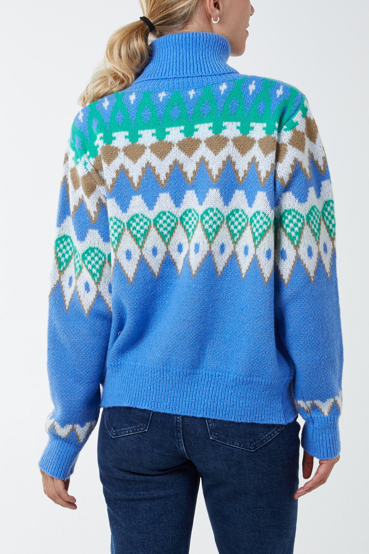 Multi Aztec Roll Neck Jumper