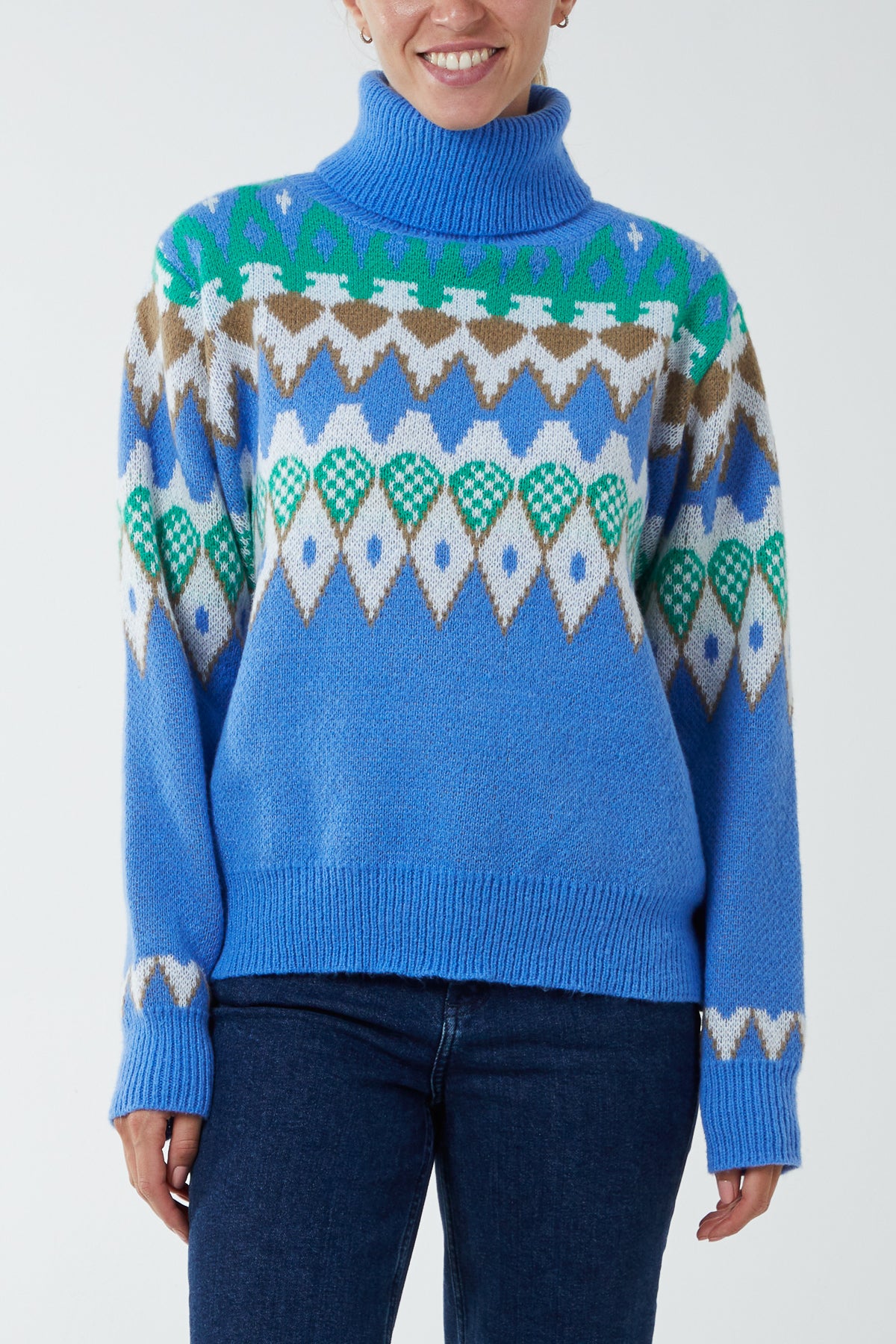 Multi Aztec Roll Neck Jumper