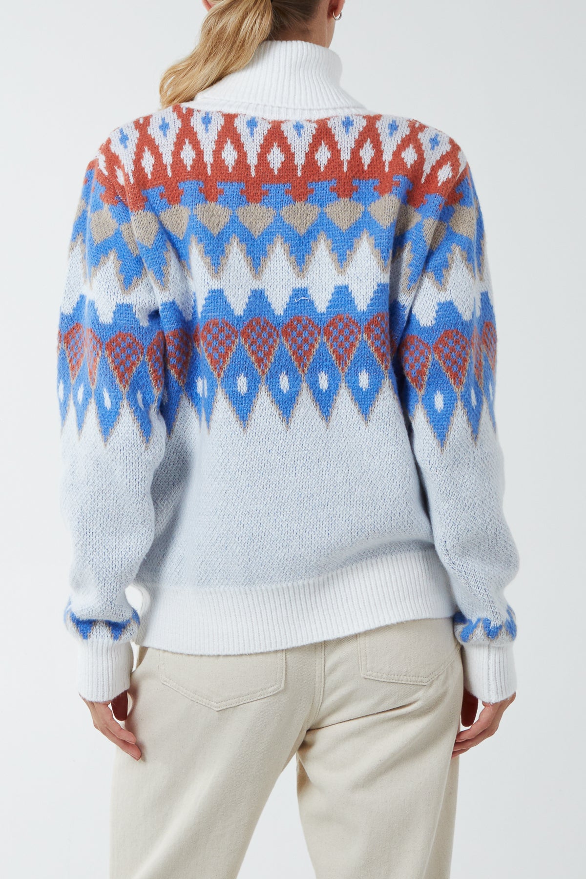 Multi Aztec Roll Neck Jumper