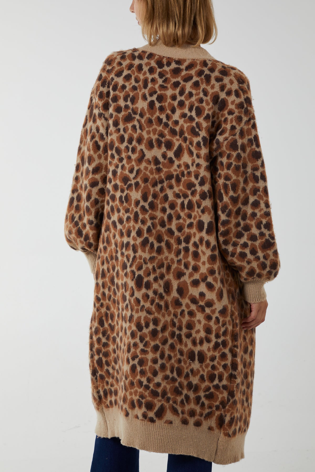 Cheetah Print Longline Knitted Cardigan