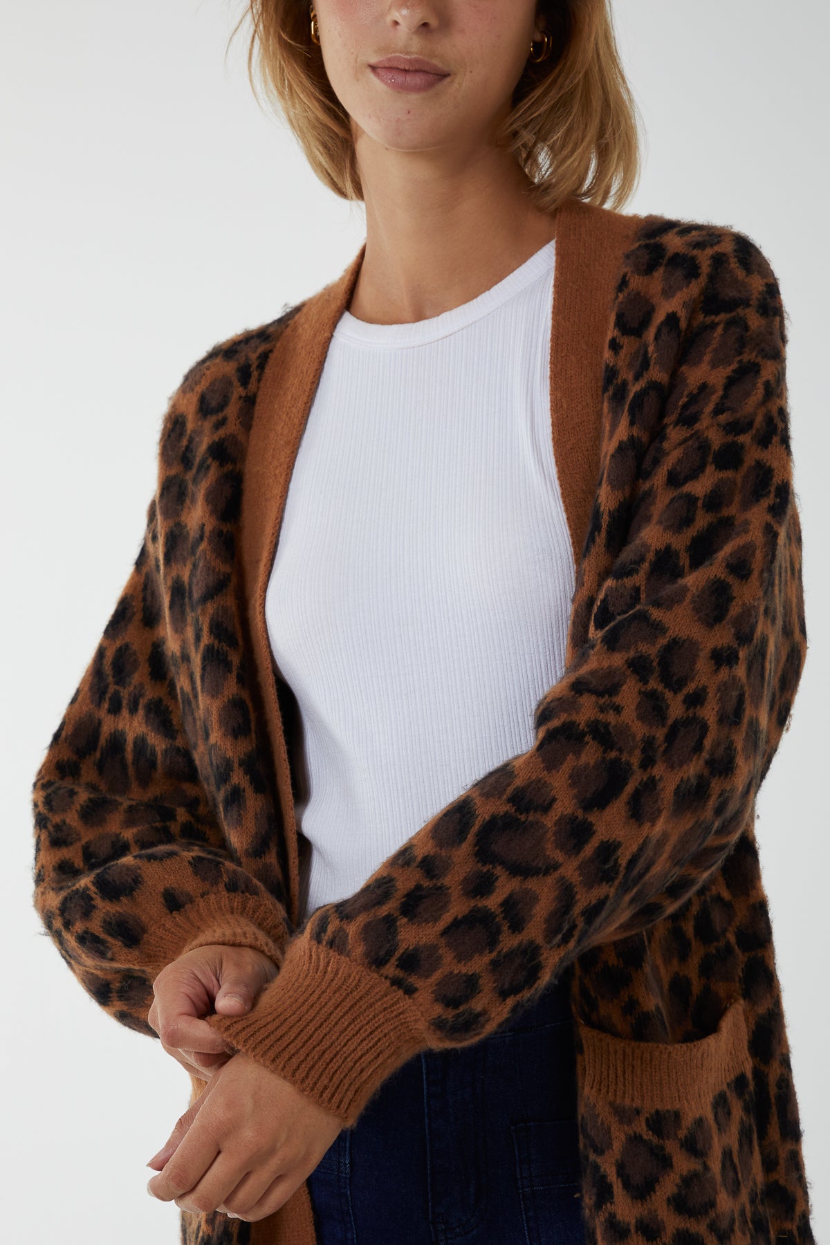 Cheetah Print Longline Knitted Cardigan