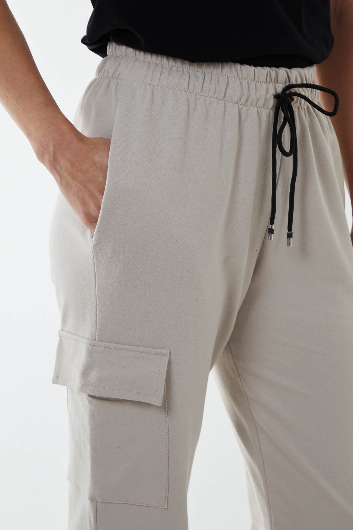 Jersey Cotton Blend Cargo Trousers