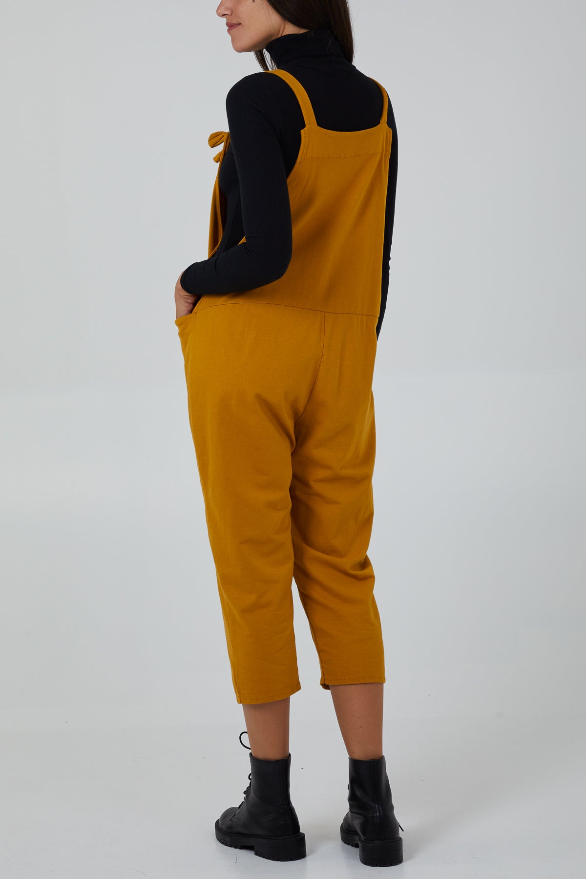 Bow Detail Plain Dungarees