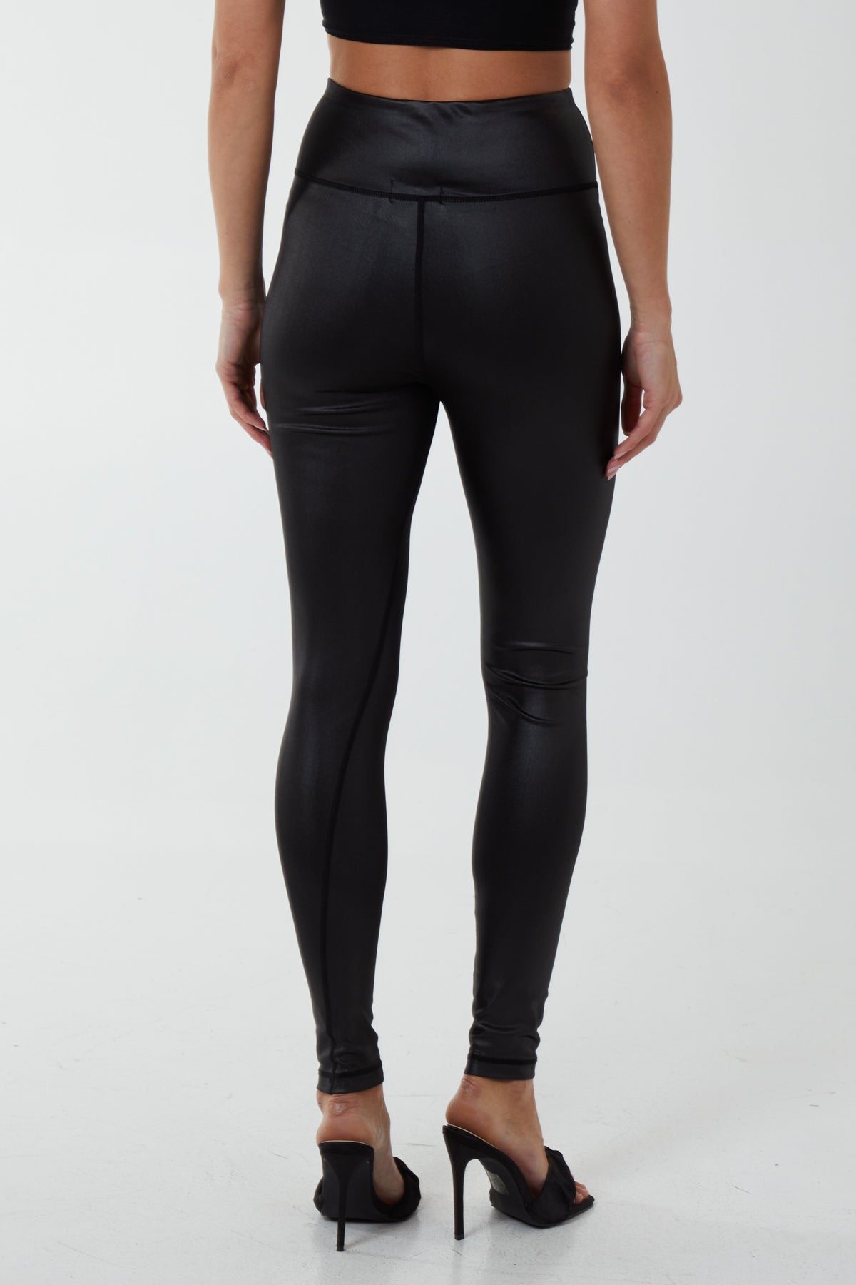 Zip Front Wet Look Leggings