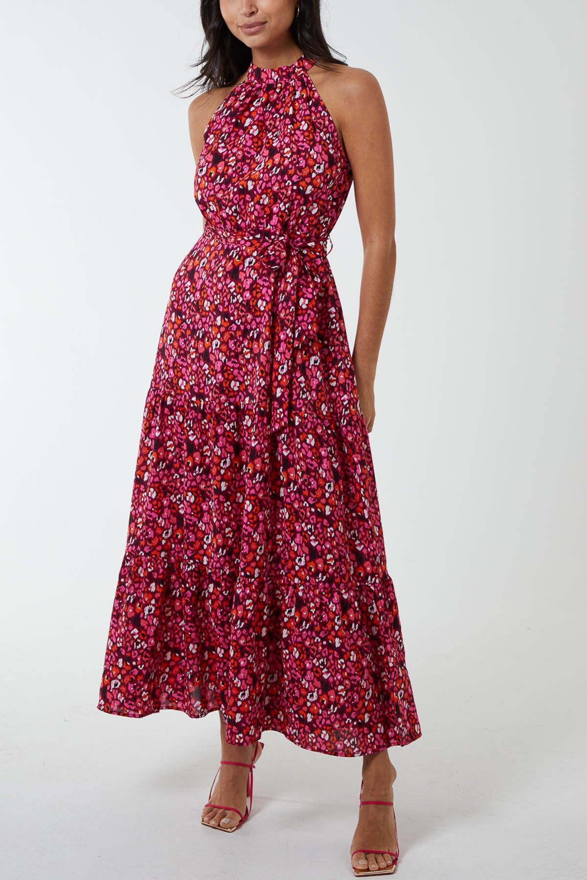 Halterneck Animal Print Maxi Dress