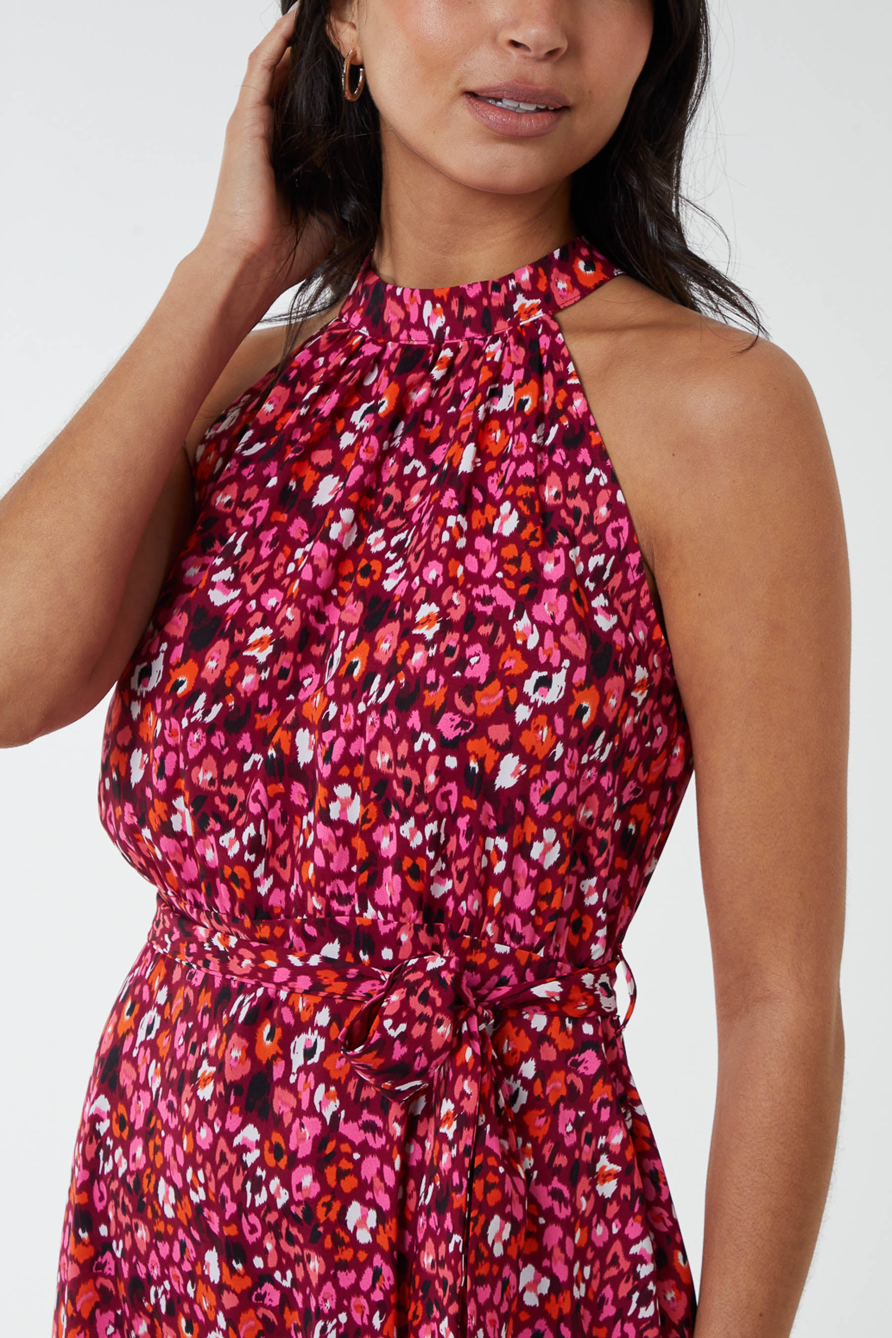 Halterneck Animal Print Maxi Dress