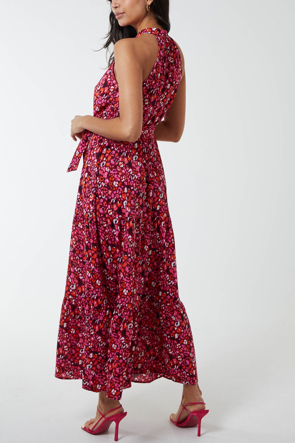 Halterneck Animal Print Maxi Dress