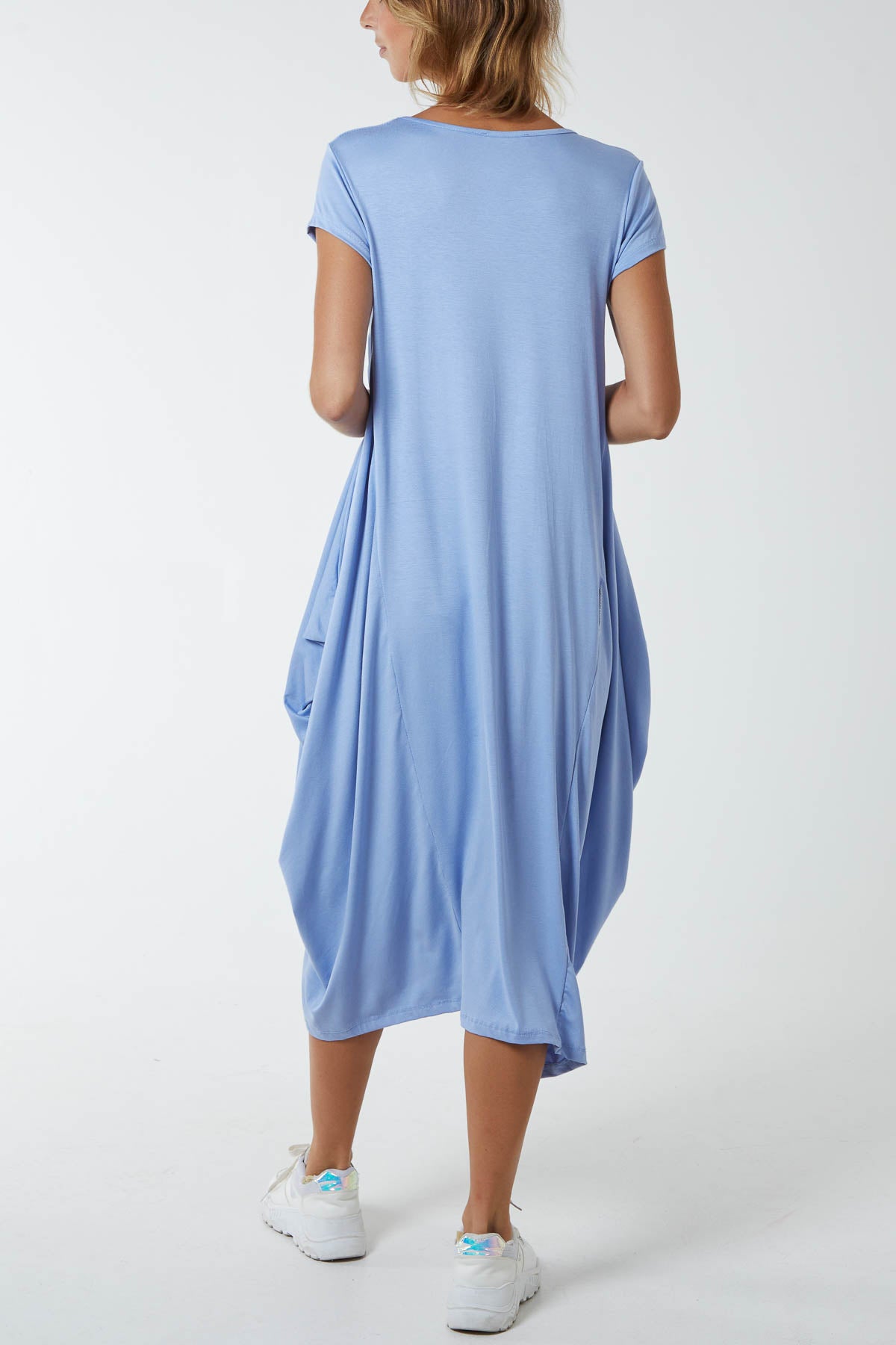 Cap Sleeve Plain Parachute Dress