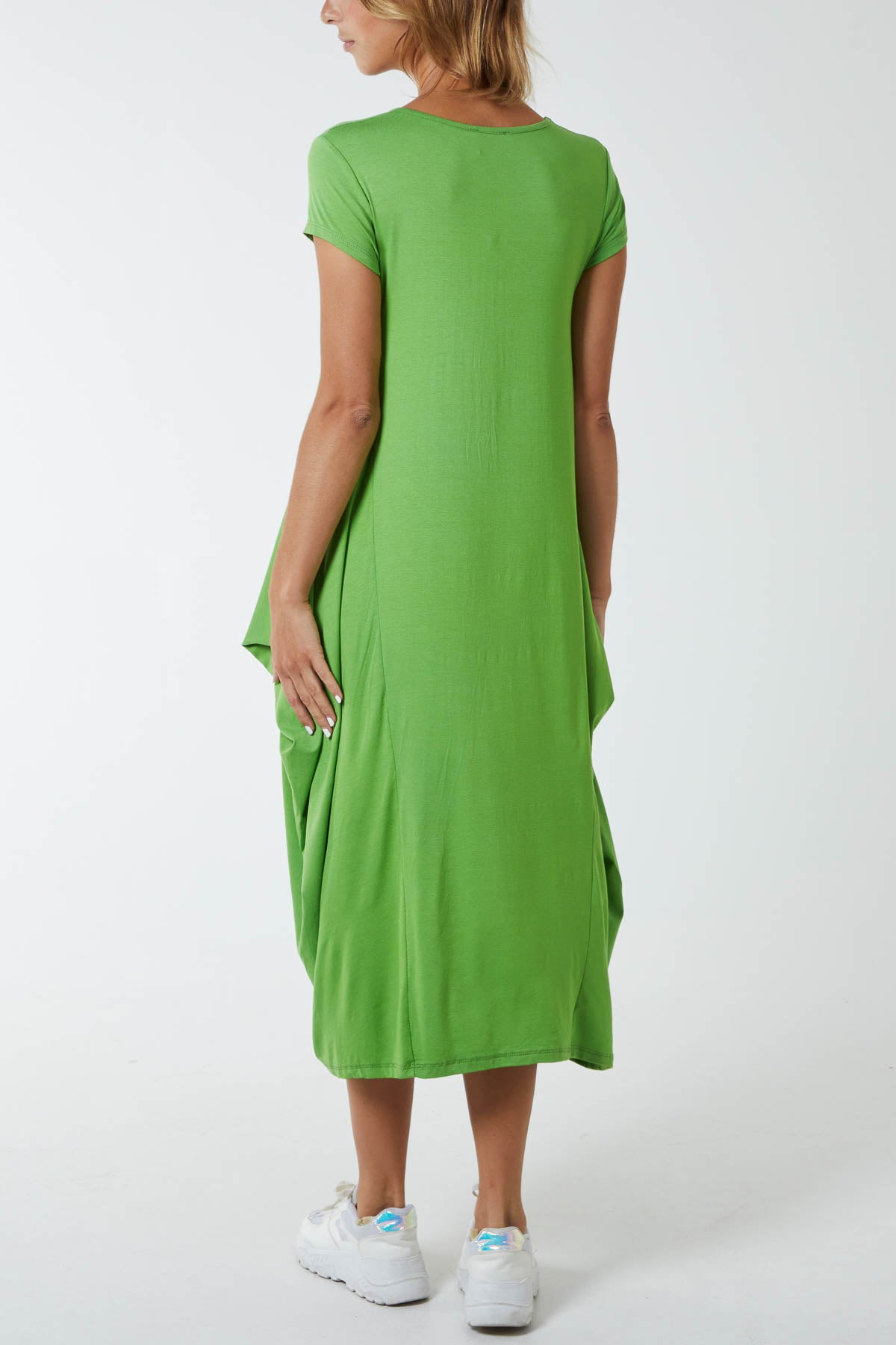 Cap Sleeve Plain Parachute Dress