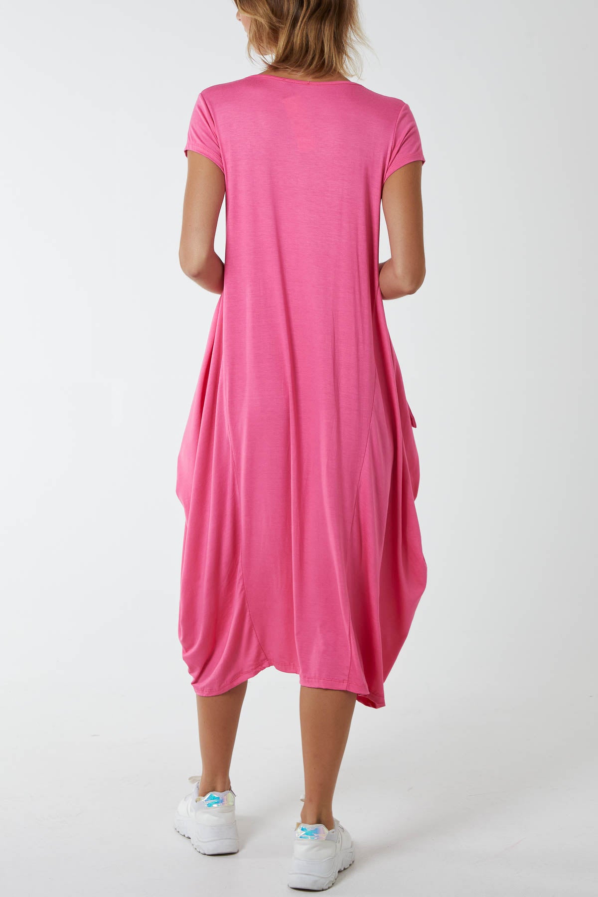 Cap Sleeve Plain Parachute Dress