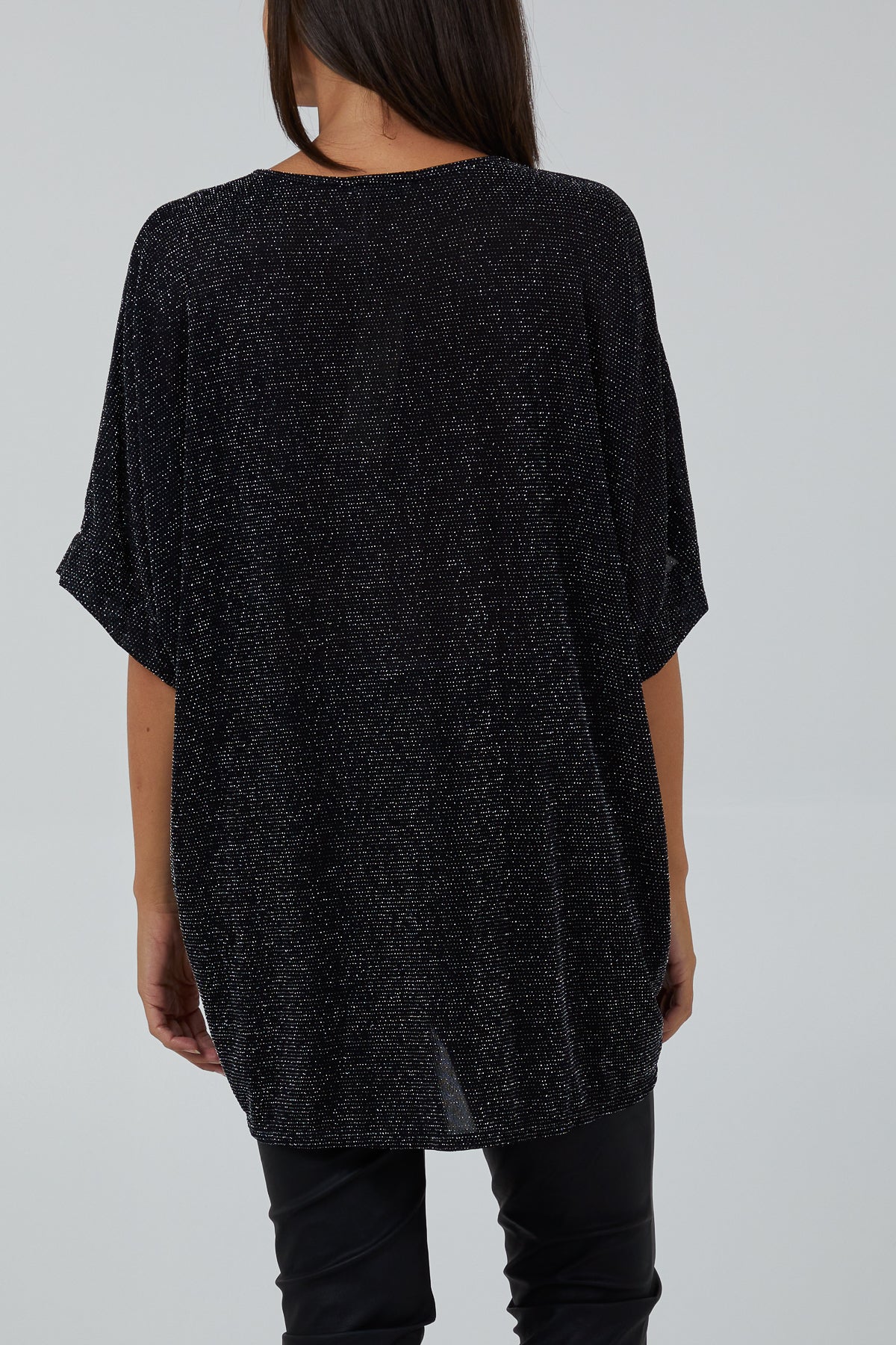 Glitter Lurex Twist Front Oversized Blouse