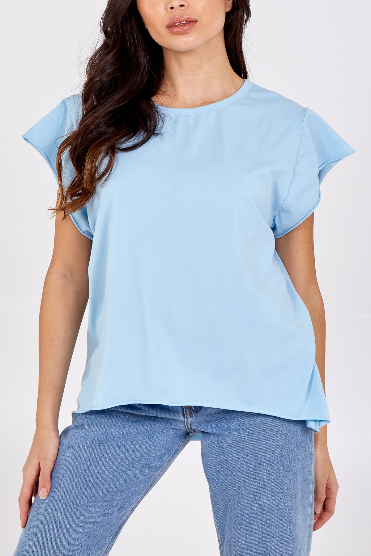 Cap Sleeve High Low Rolled Edge Top
